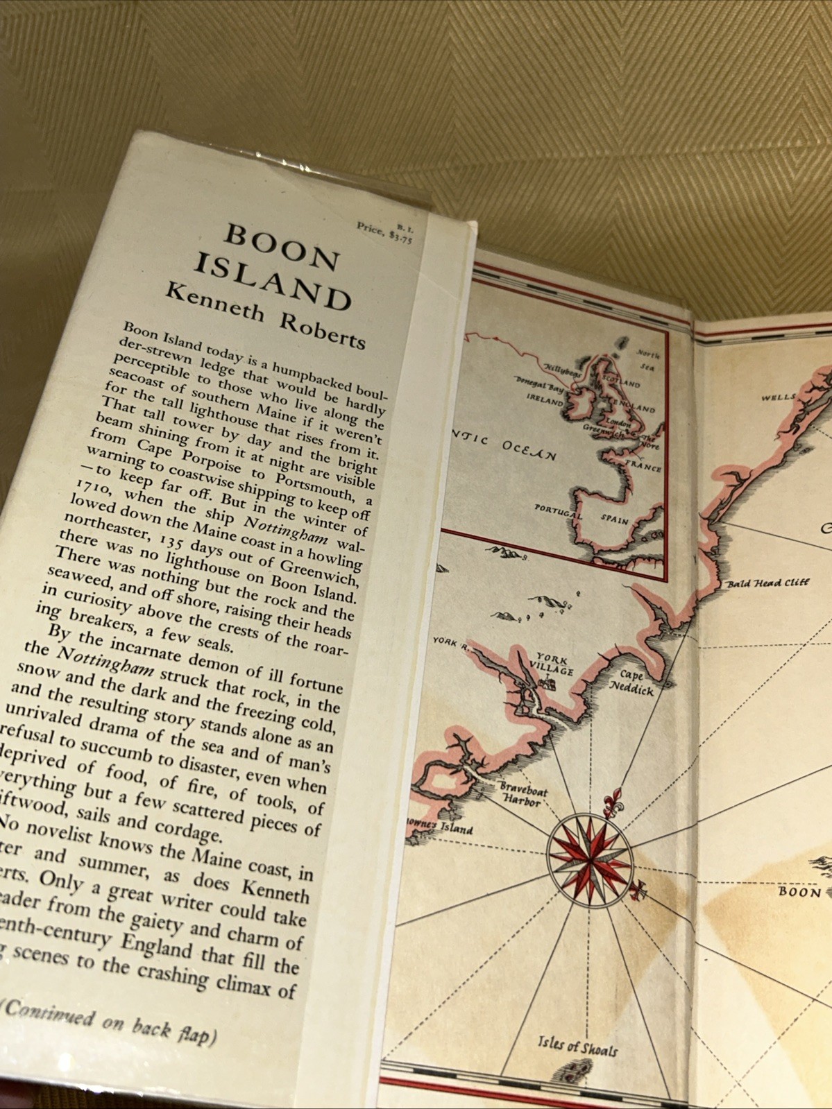 Boon Island Kenneth Roberts 1956 1st Edition HC Nice DJ Mylar Cover Book Ex++