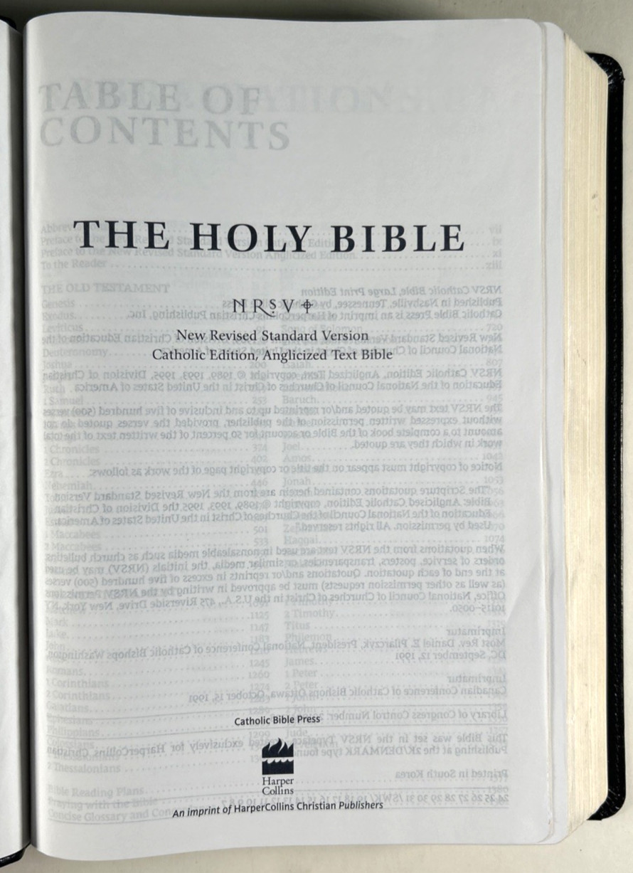 NRSV Catholic Bible Large Print Bible Black Leathersoft Catholic Bible Press VG