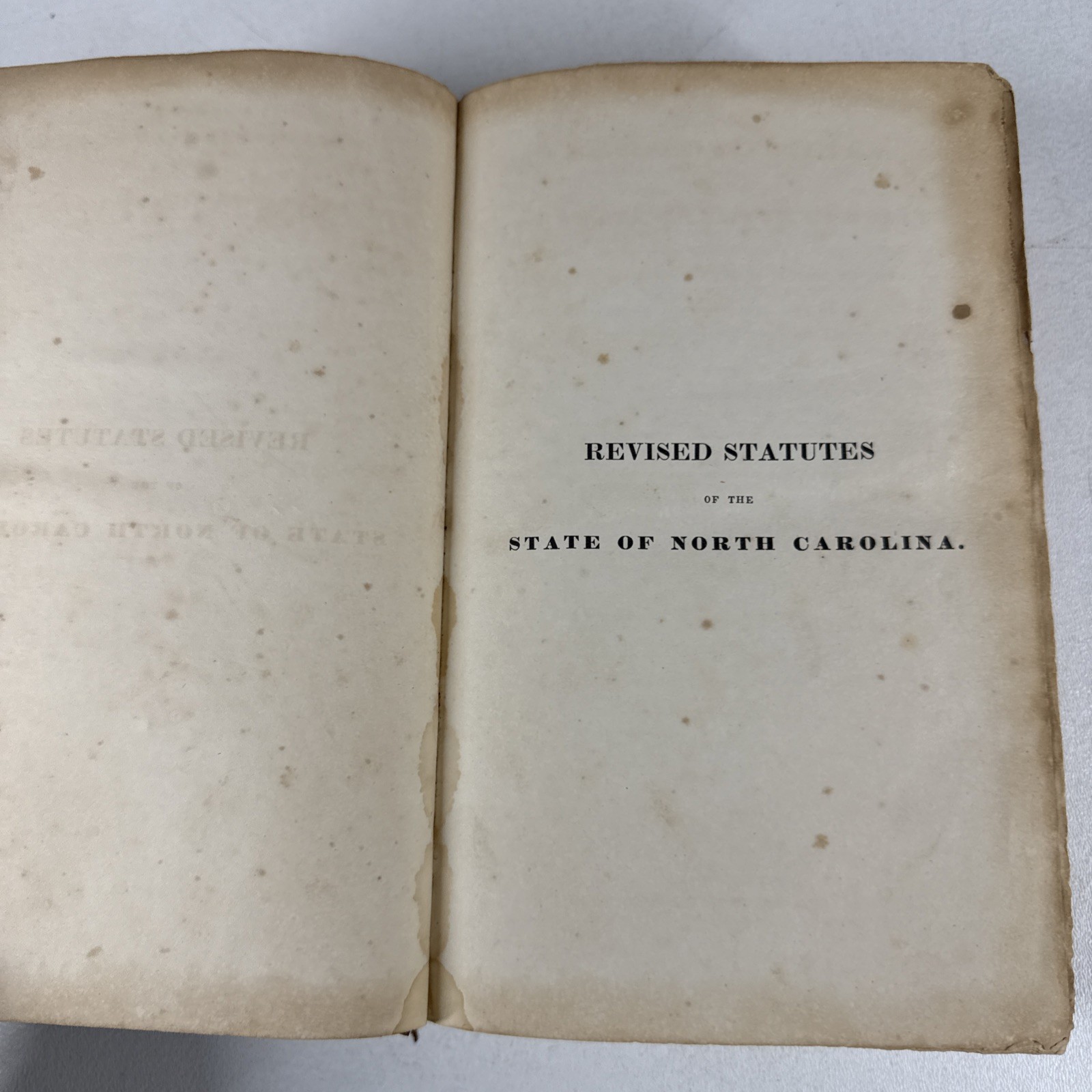 Revised Statutes of the State of North Carolina Vol 1 Leather HC Antique 1837