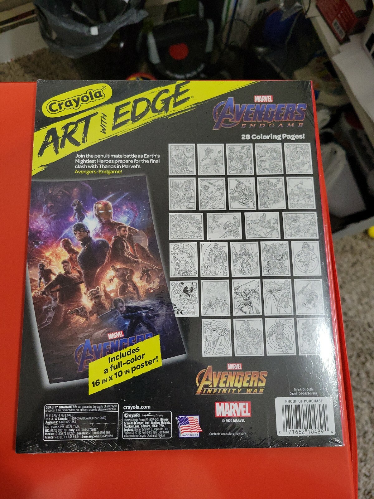 Crayola Art W/Edge Coloring Book-Marvel Avengers Endgame 28 Pages/poster NEW