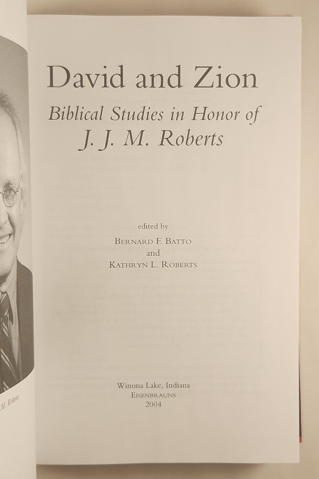 David and Zion Biblical Studies in Honor of J.J.M. Roberts