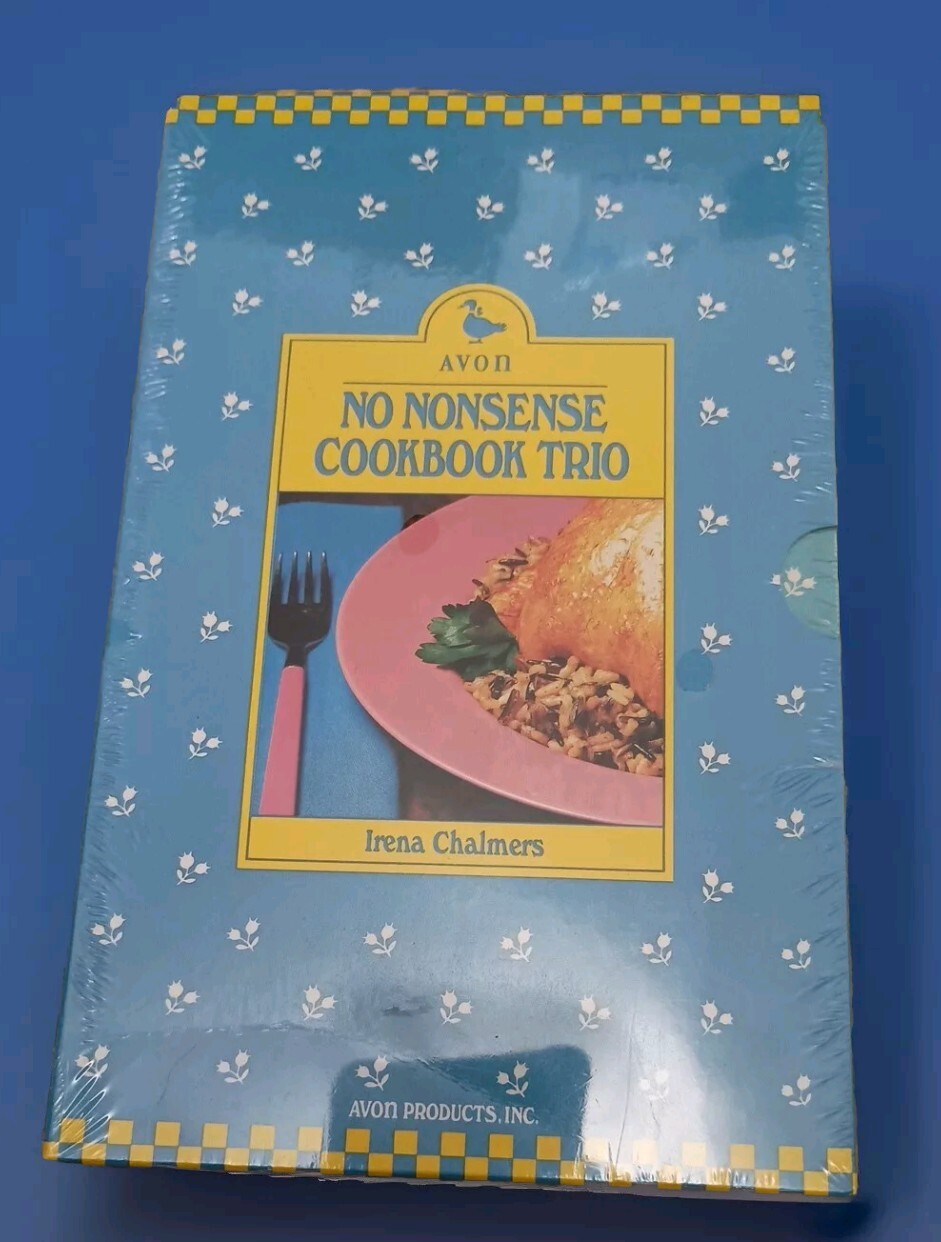 New Sealed Vintage 80s Avon No Nonsense Cookbook Trio by Irena Chalmers Book Set