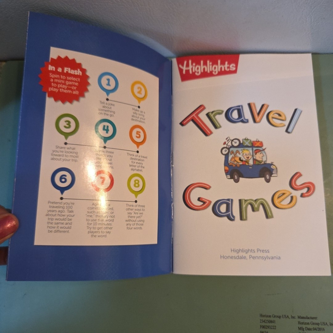Highlights Travel Games 20+ Family Game Fun To Go Paperback Game Spinner
