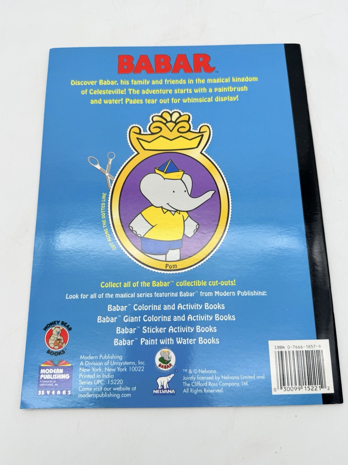 2 VINTAGE Babar the Elephant Paint With Water 16 Pages To Paint Books