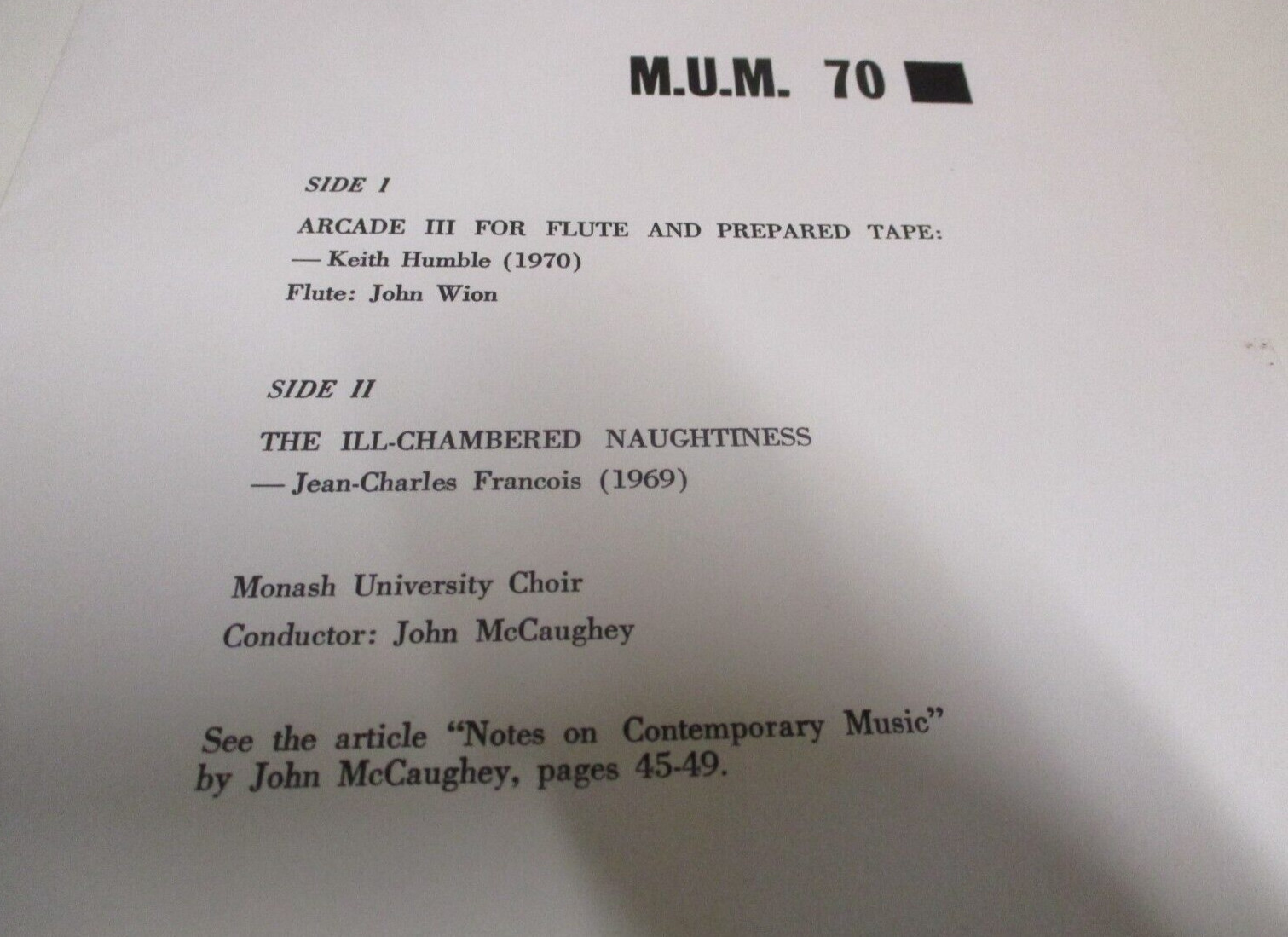 Melbourne University Magazine – Plus Bonus Record and Poster – 112 Pages – 1970