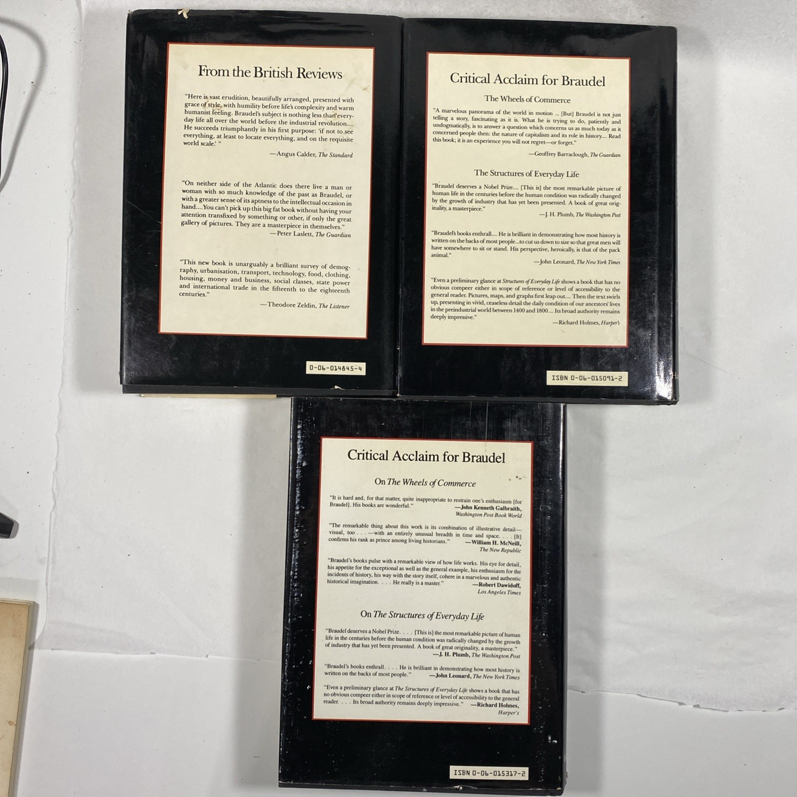 Civilization & Capitalism 15th-18th Century 3 Vol Set Fernand Braudel 1st US Ed