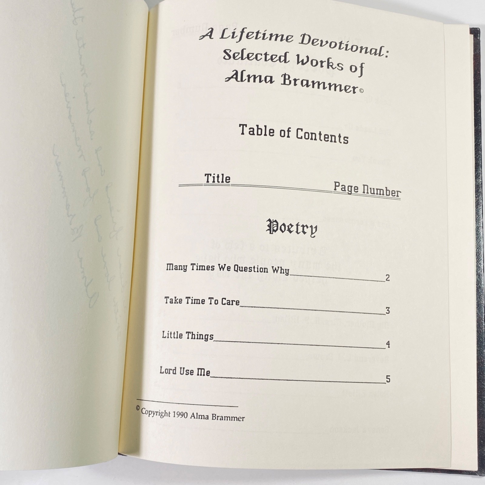 A LIFETIME DEVOTIONAL Selected Works of Alma Brammer 1990 – Self Published