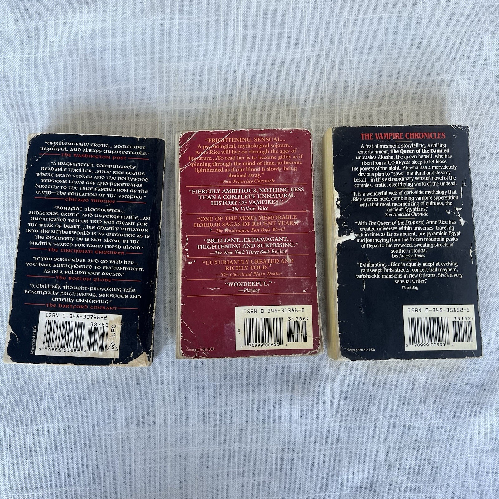 VAMPIRE CHRONICLES 1-3 Series Anne Rice Vtg Paperback Interview Lestat Queen Set