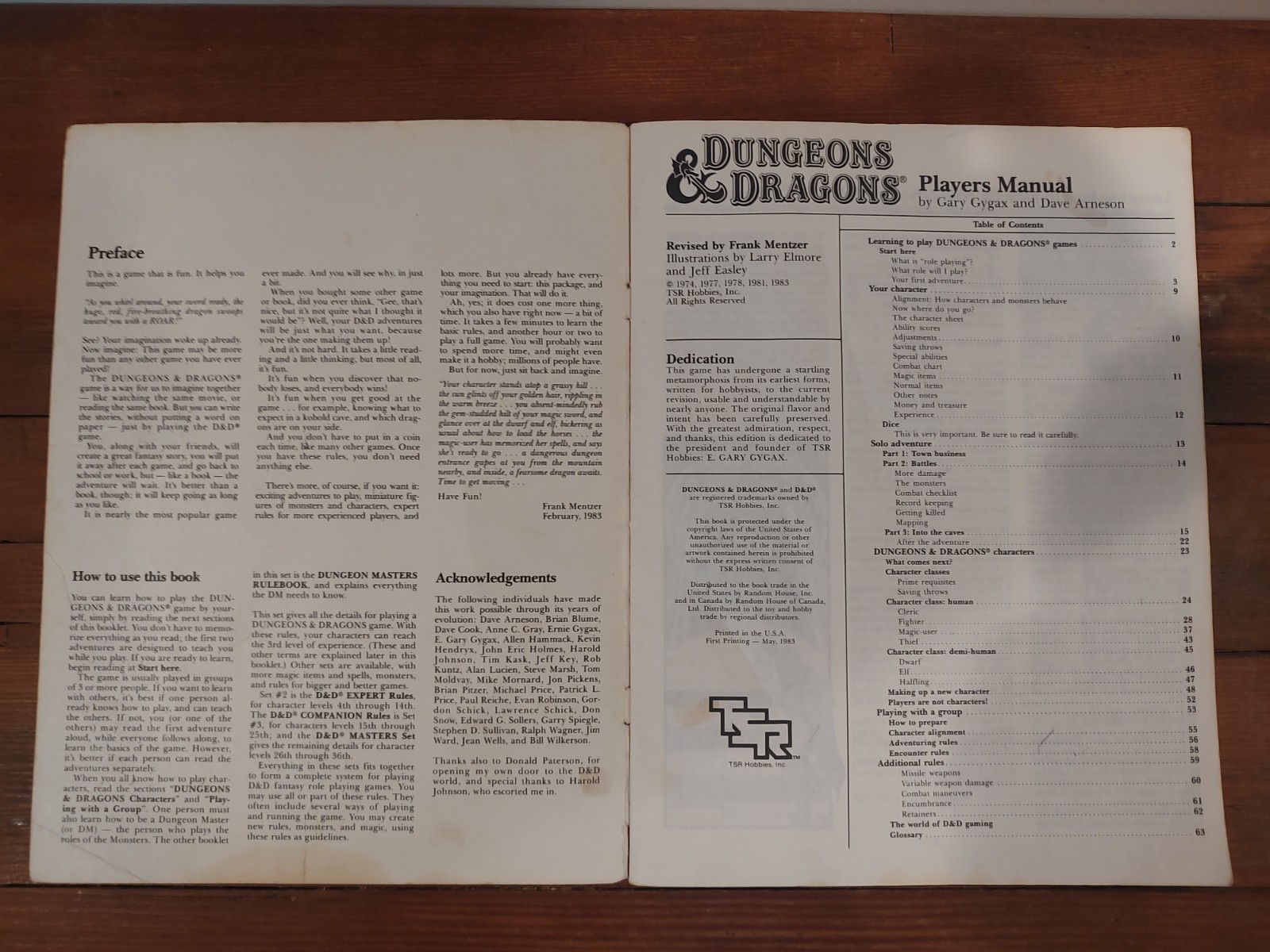 1983 Dungeons & Dragons Players Manual TSR First Printing Red Paperback