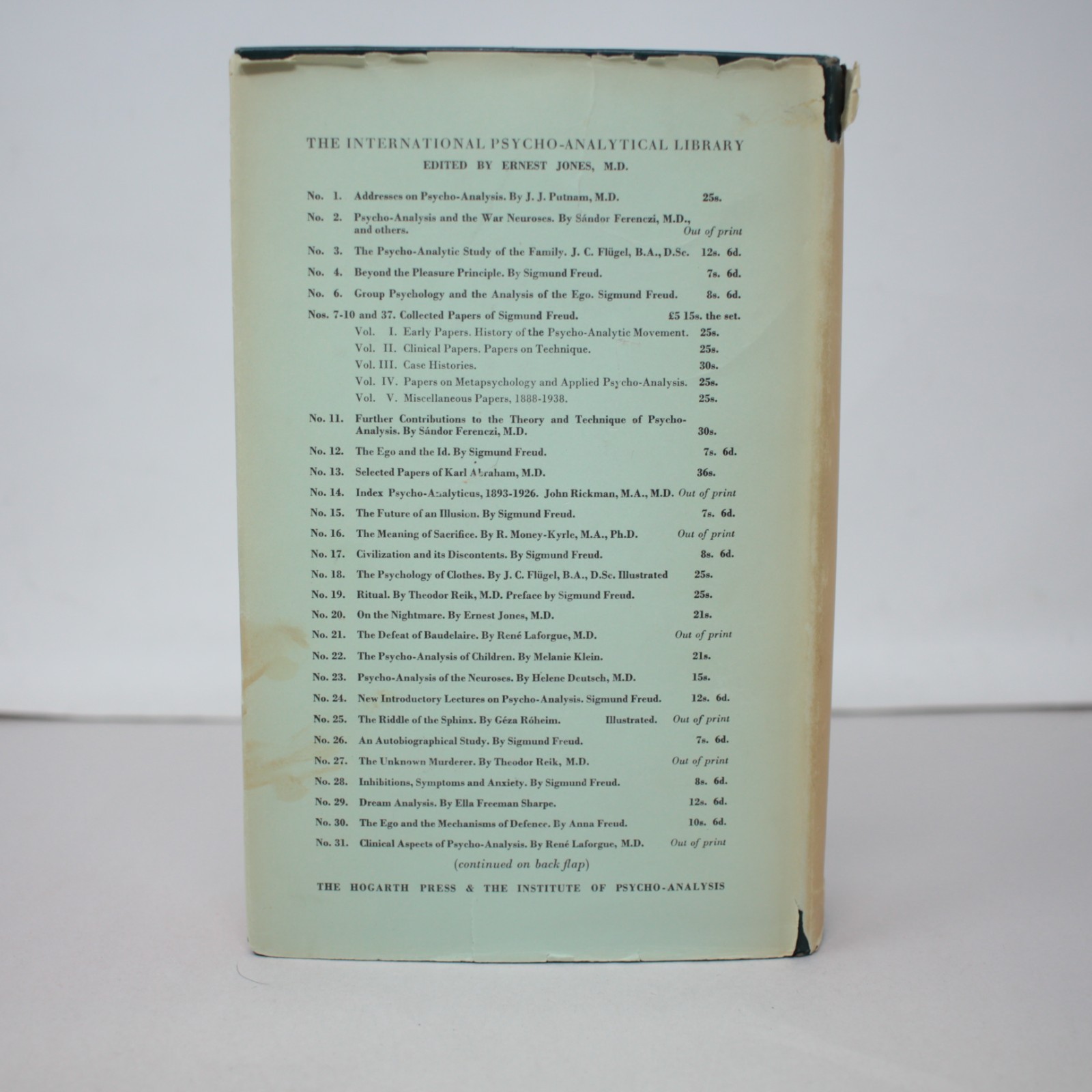 Collected Papers Sigmund Freud Hogarth Press London Vol. 2, 3, 4, 5 1953