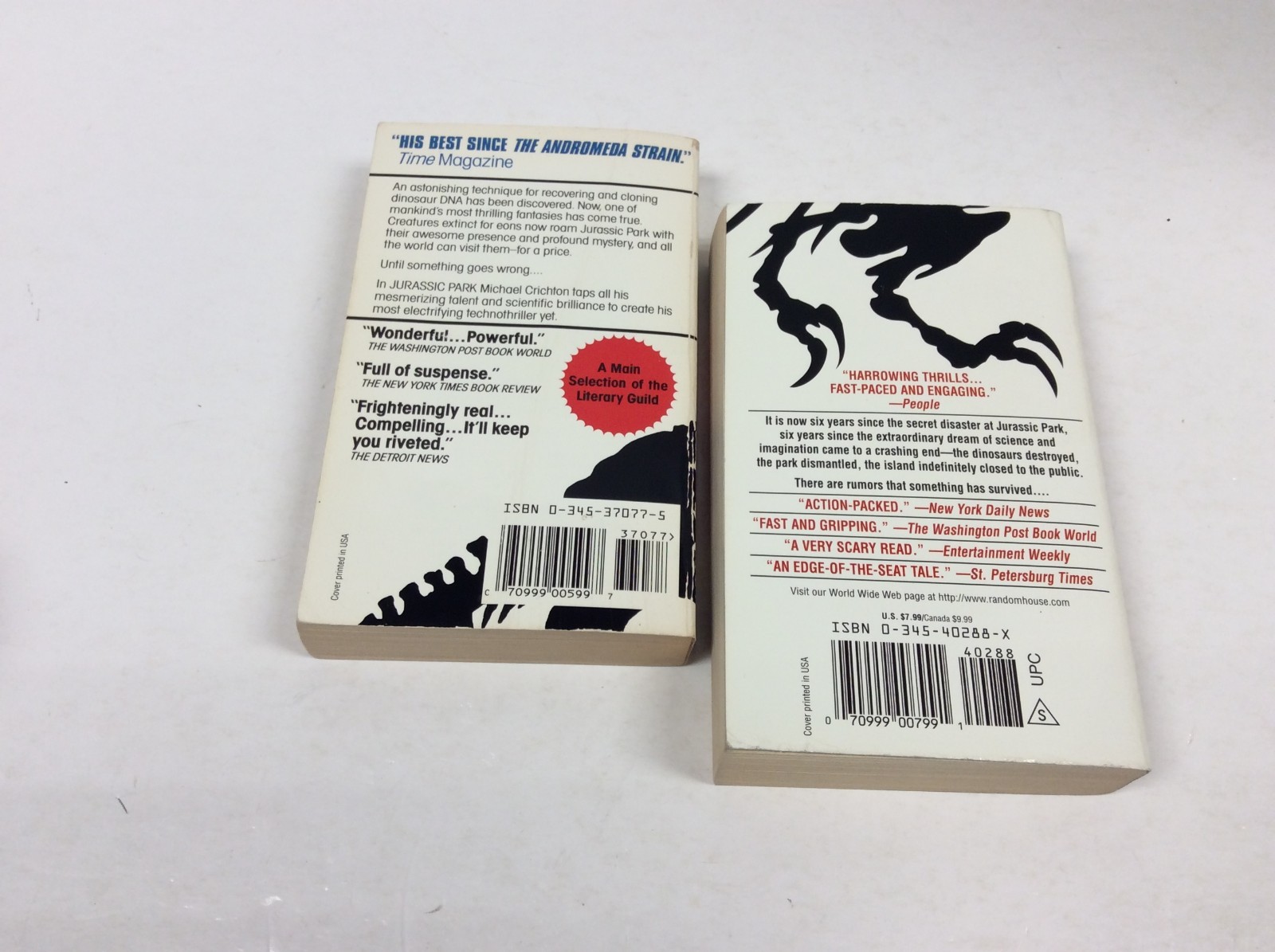 MICHAEL CRICHTON Jurassic Park & The Lost World PB
