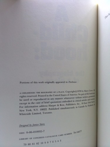 Childhood: The Biography of a Place by Harry Crews