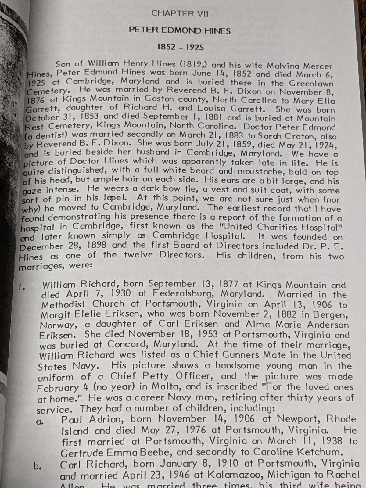 John William Hines and His Descendants of North Carolina & Virginia 1600-1876