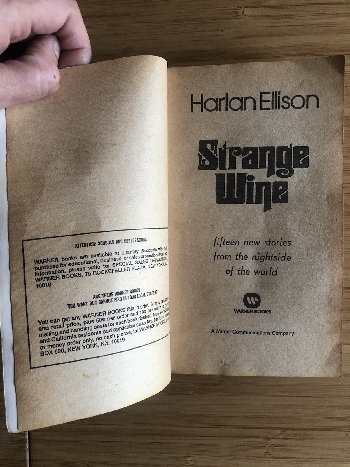 Harlan Ellison Strange Wine Warner Books 1979 Paperback Speculative Fiction