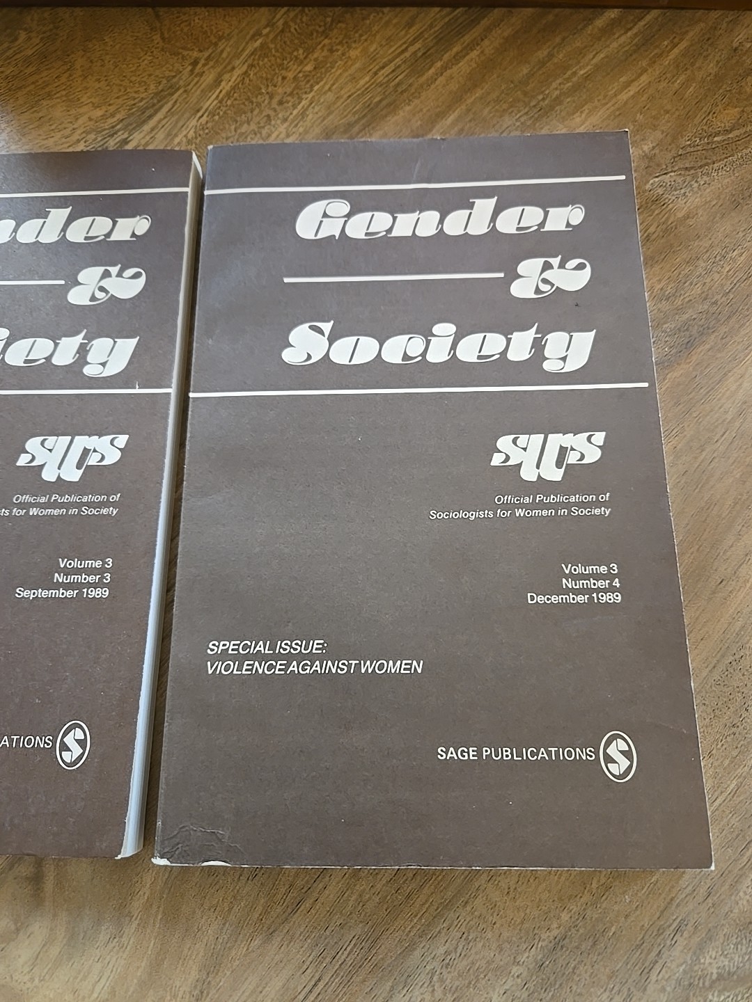 Gender & Society 1989 Volume 3 Number 1 & 2 (Sept & Dec) Paperback Books
