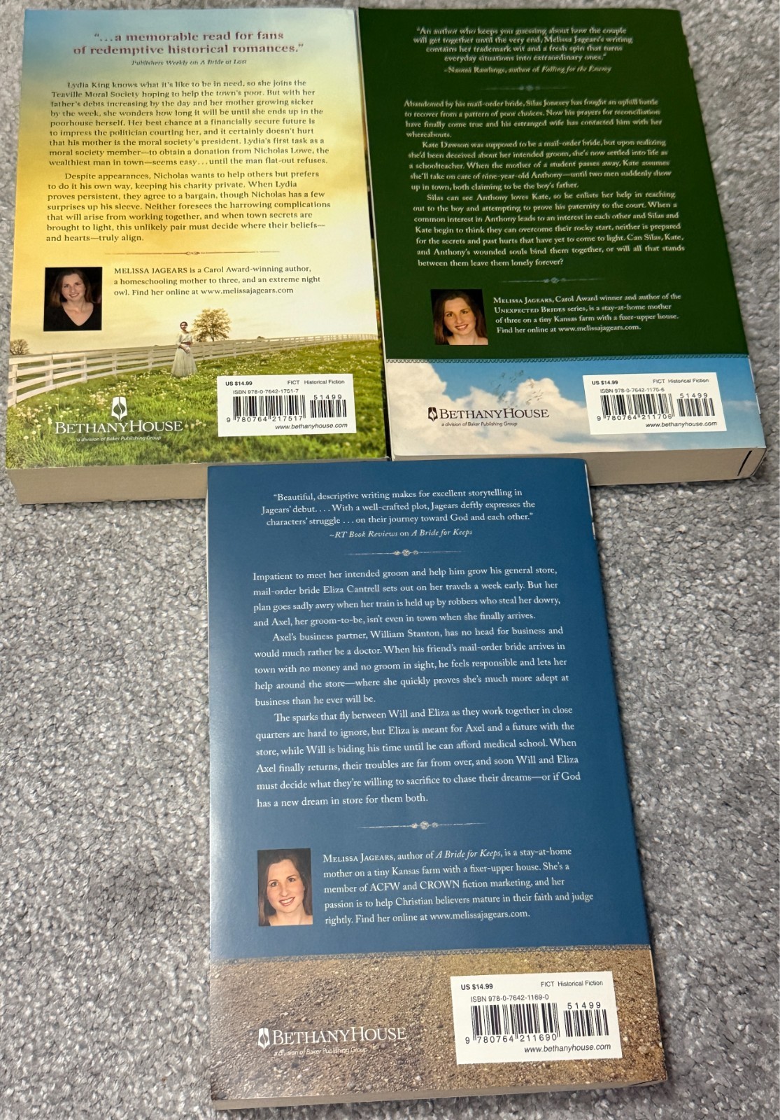 Melissa Jagears 3 Book Lot Bride In Store Bride At Last A Heart Most Certain
