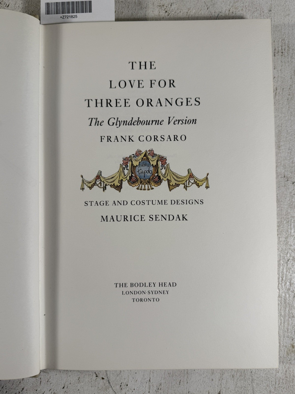 The Love for Three Oranges: The Glyndebourne Version Maurice Sendak SIGNED