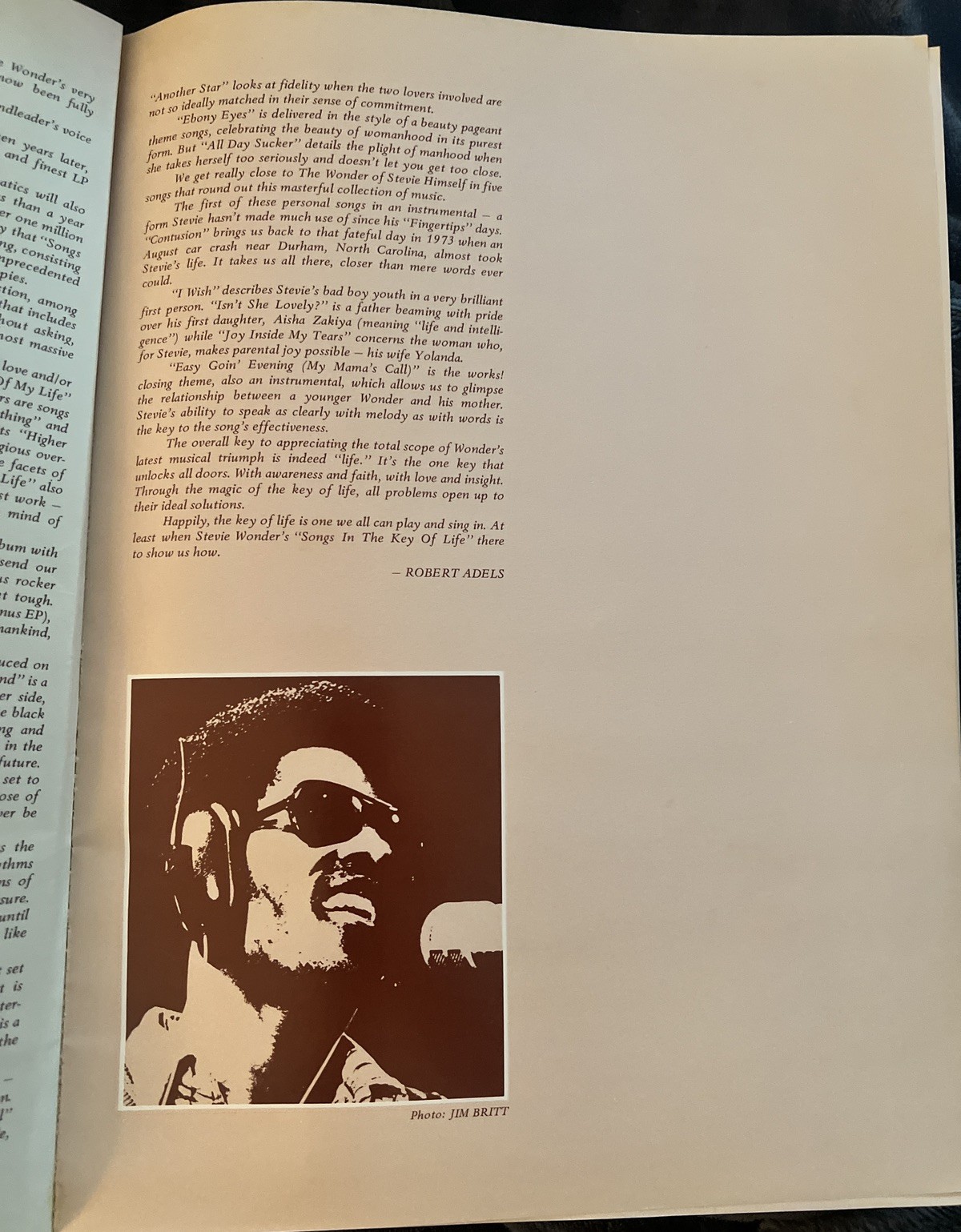 STEVIE WONDER Songs In The Key Of Life SONGBOOK 1976 COLLECTOR’S EDITION
