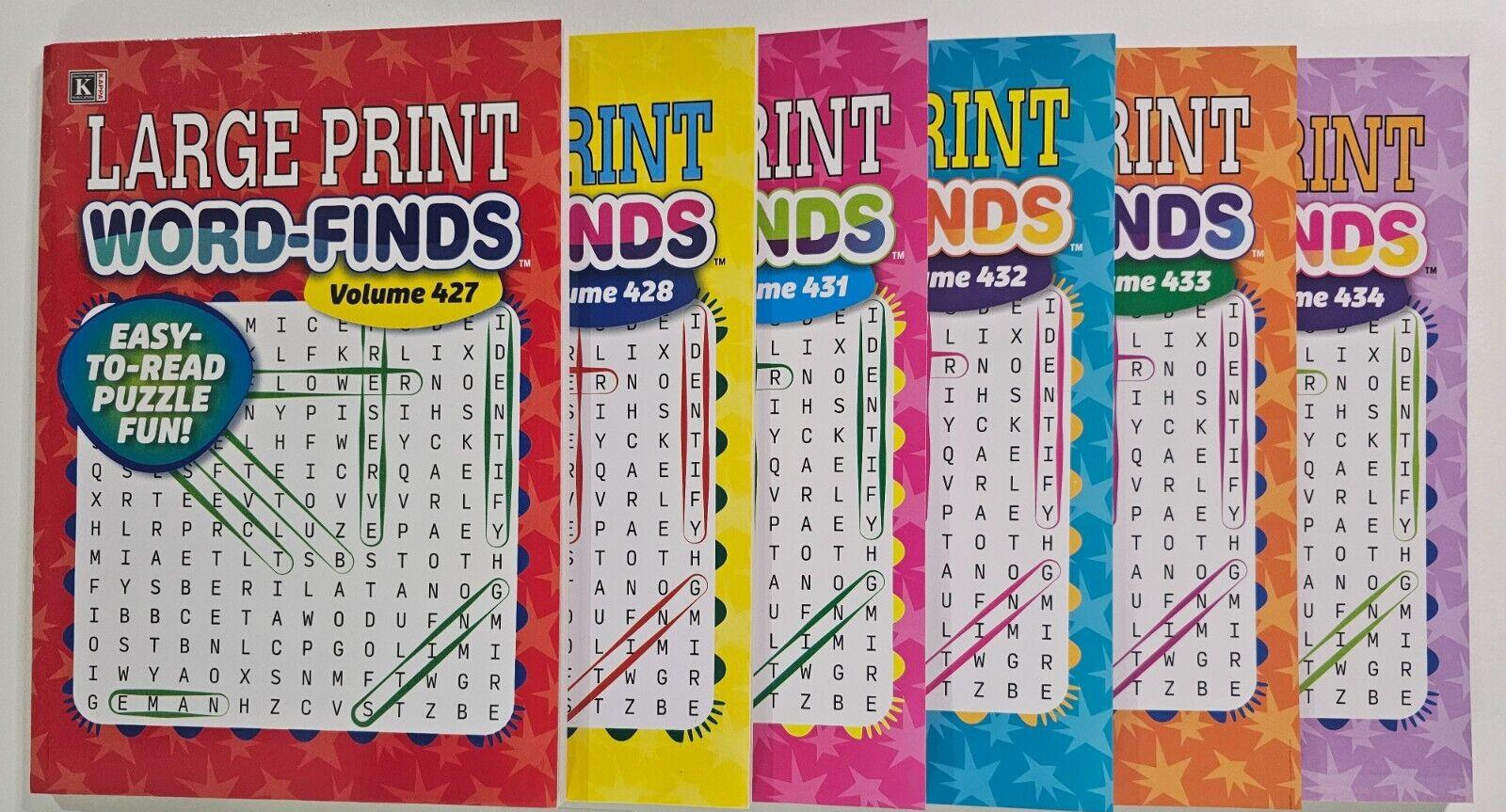 6 Large Print Word-Finds Puzzle Books Kappa Games Vol #427-434 ~ Search,Hunt NEW