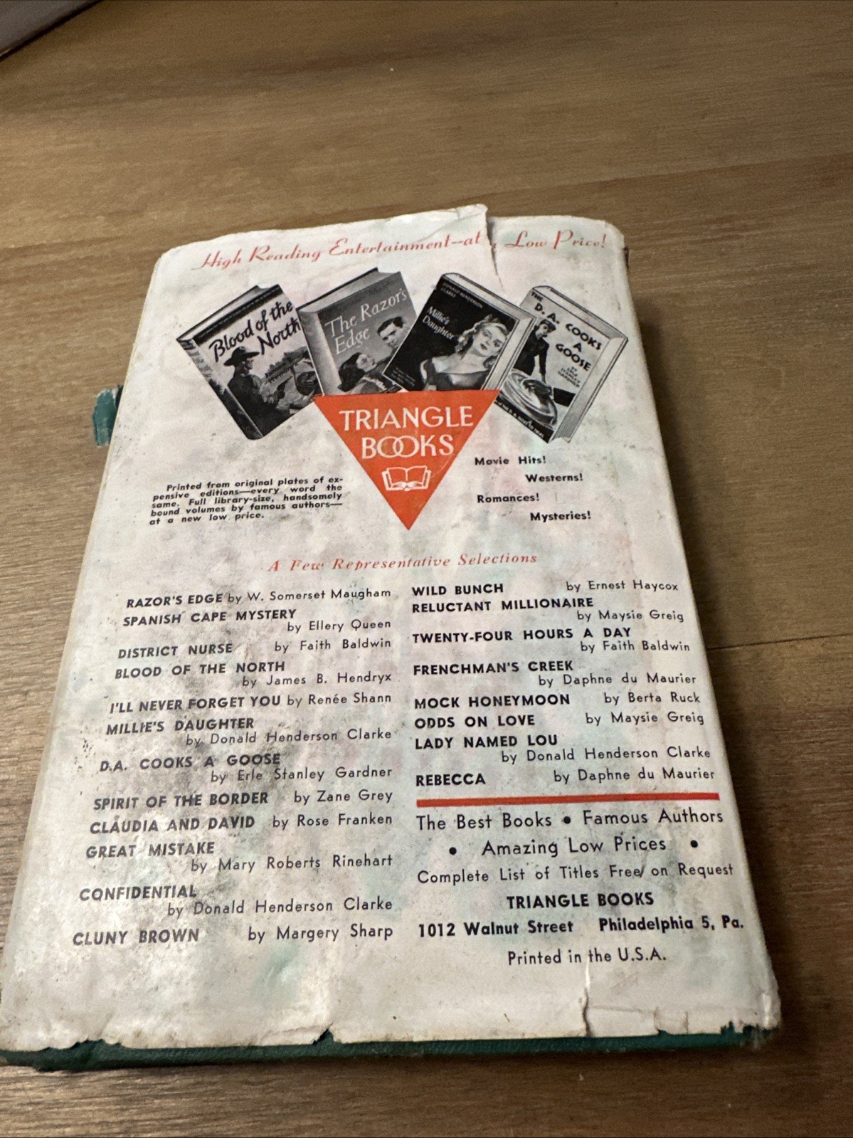A Lady Named Lou, Donald Henderson Clarke 1946 Triangle Books With Dust Jacket