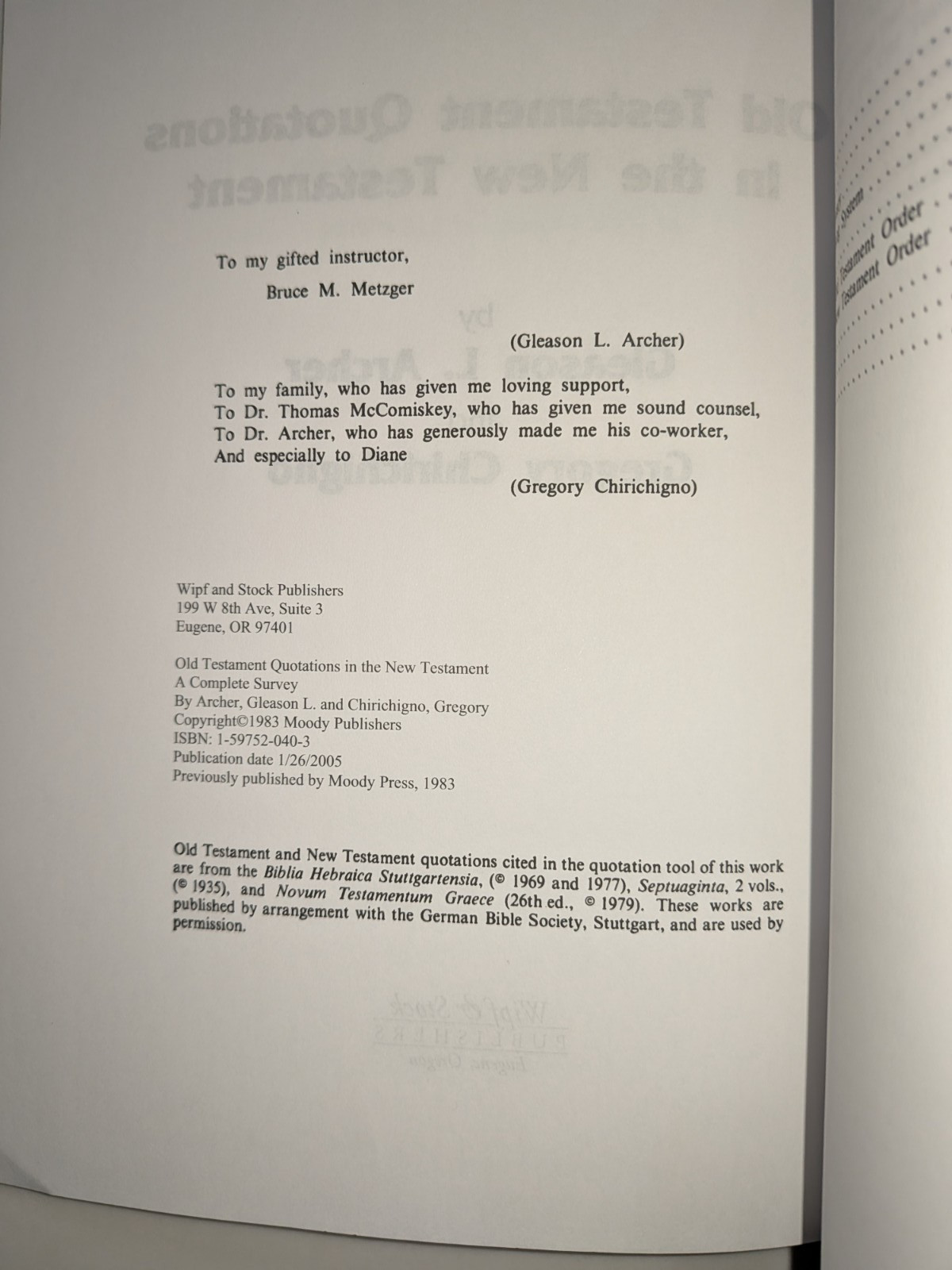 Old Testament Quotations in the New Testament – Archer | 2005 | Wipf & Stock
