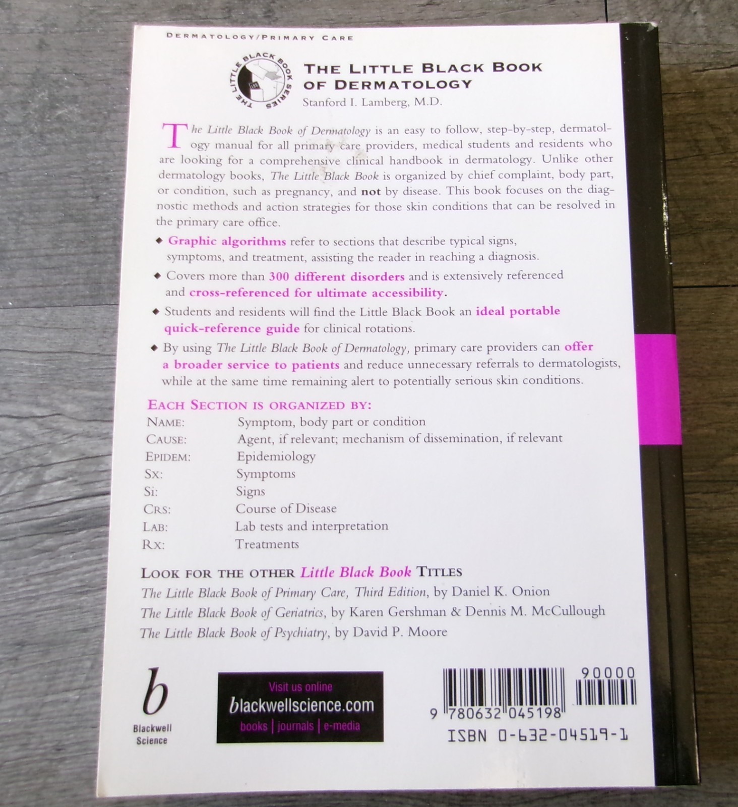 Little Black Book of Dermatology by Stanford I. Lamberg MD Primary Health 2000