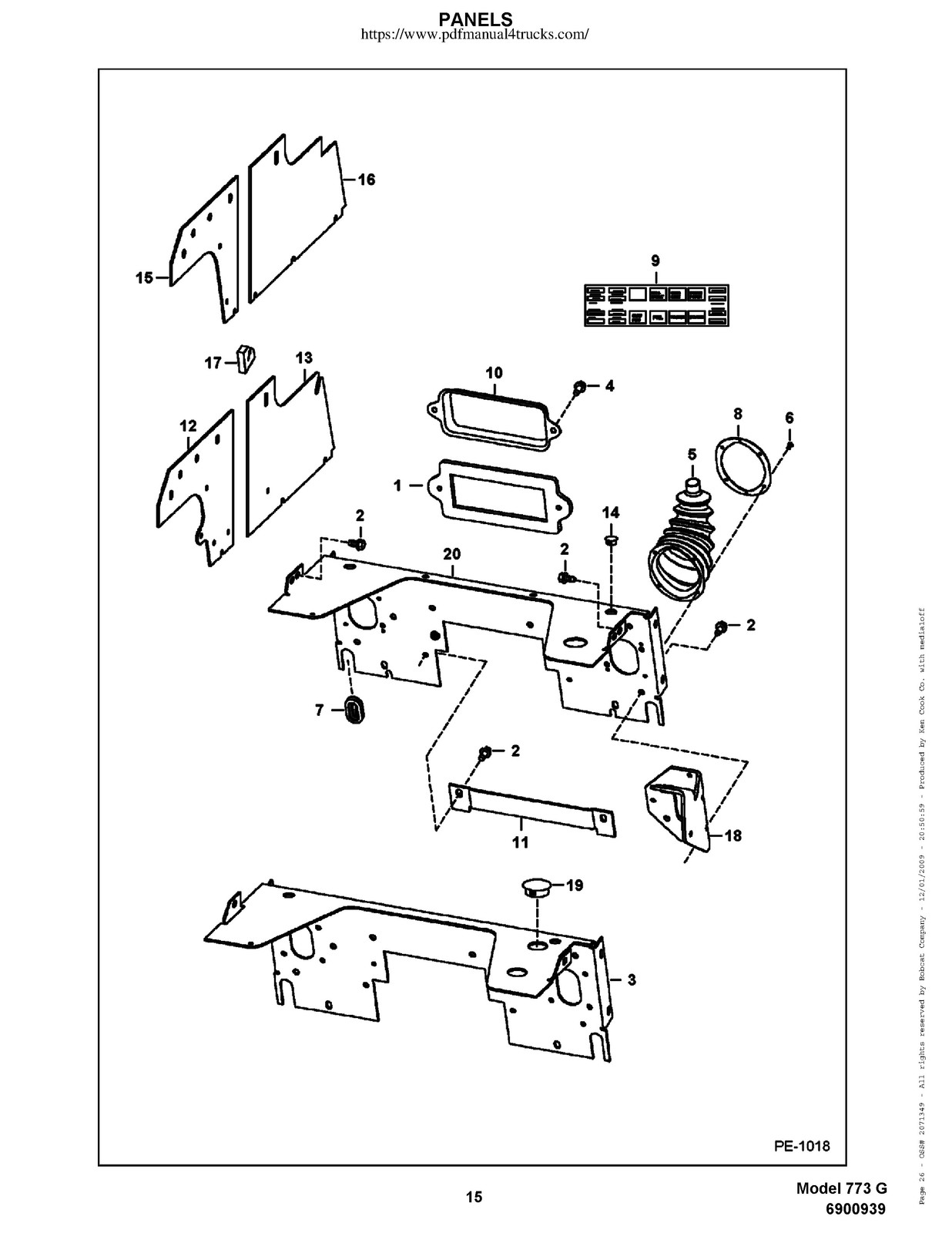 BOBCAT 773 G-Series Skid Steer Parts Manual 2009 SN 500K11001 Up – WIRE BOUND