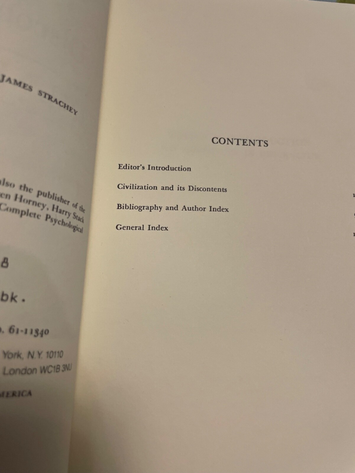BOOK Civilization and its Discontents SIGMUND FREUD Standard Edition James Strac