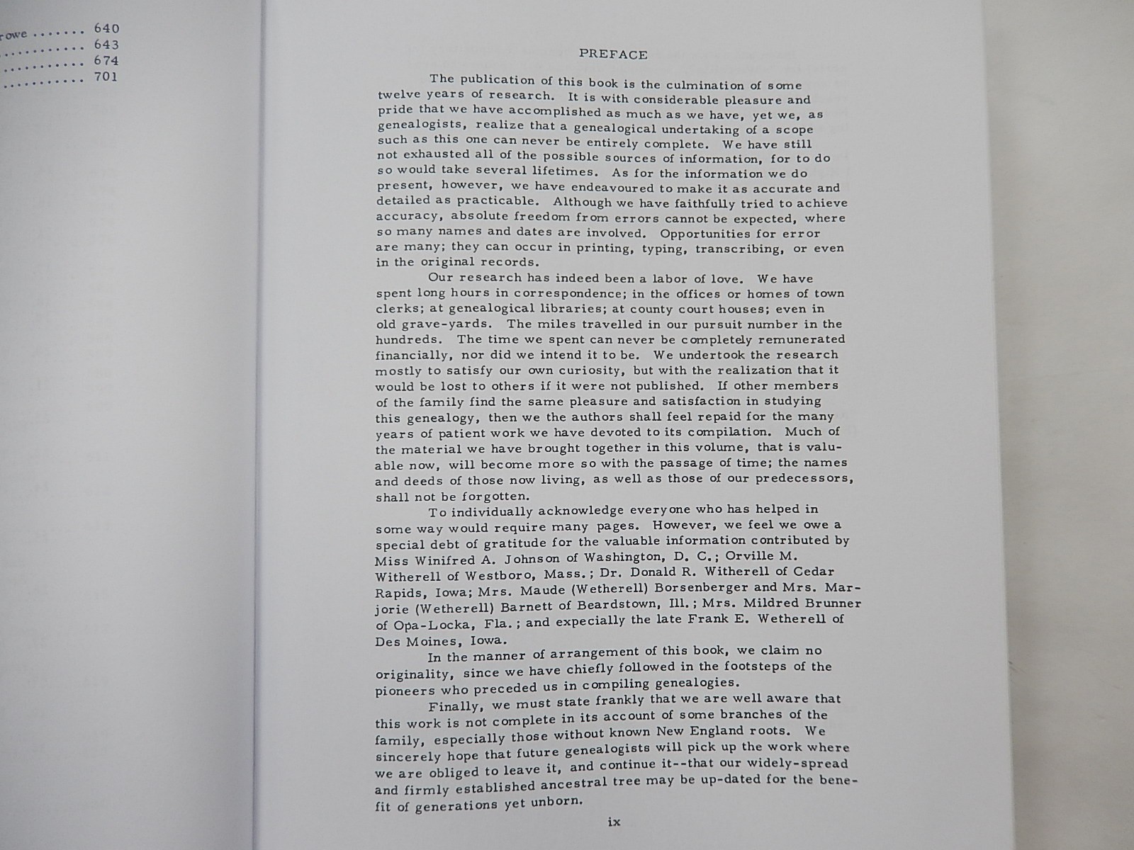 History and Genealogy of Witherell, Wetherell, Witherill of New England, 1976,HC