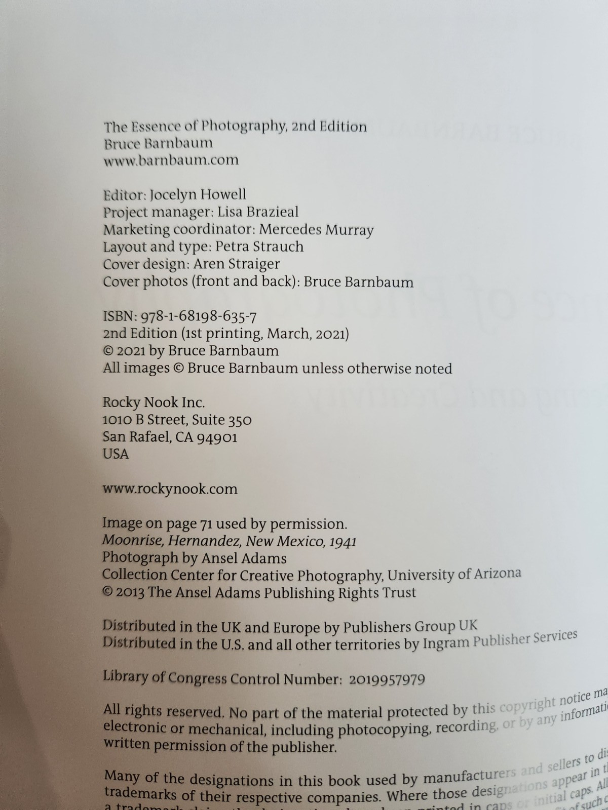 Essence of Photography Seeing and Creativity by B. Barnbaum 2021 SC Rocky Nook