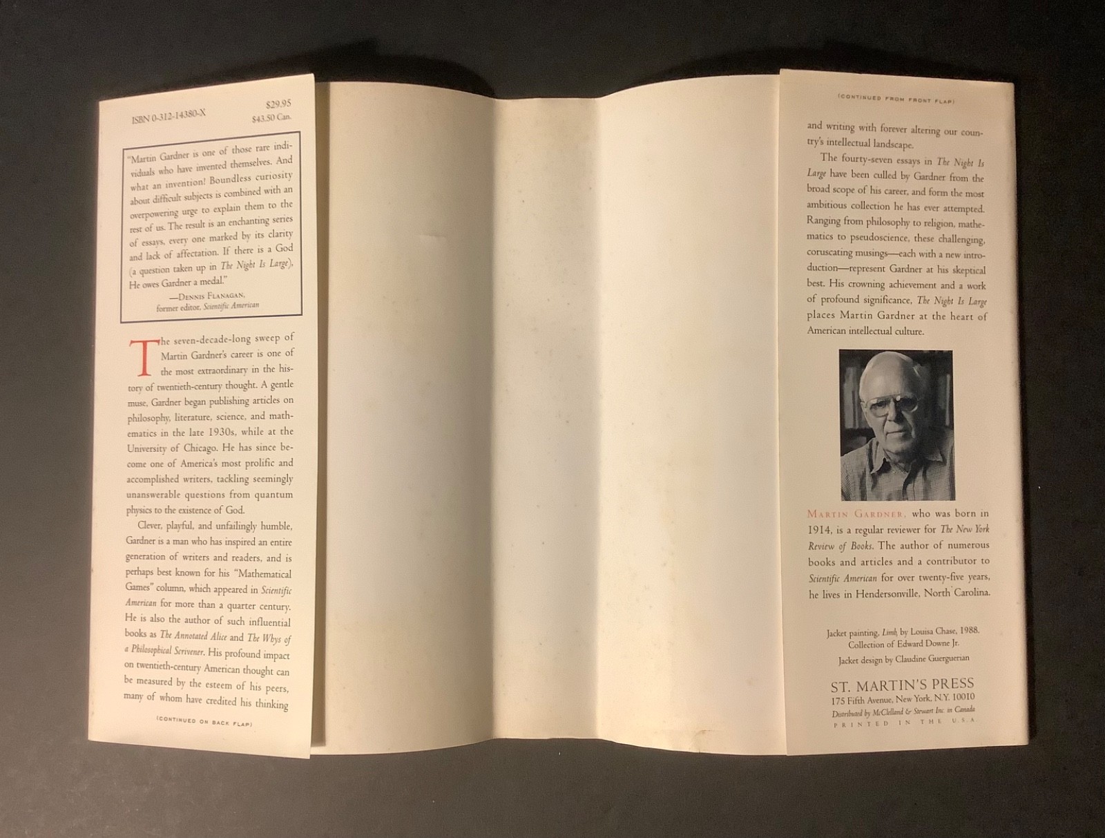 THE NIGHT IS LARGE: MARTIN GARDNER Collected Essays 1938-1995 1st Ed. 1996 HC/DJ
