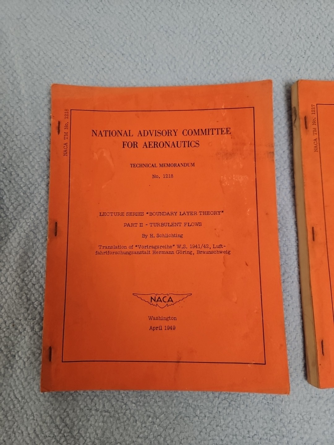 1949 NATIONAL ADVISORY COMMITTEE FOR AERONAUTICS TECHNICAL MEMORANDUM 1217 1218