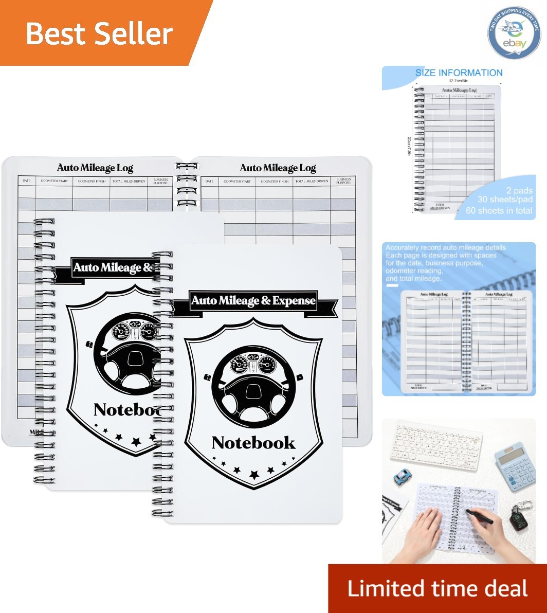 Durable Mileage & Expense Log Book Set – 2 Pieces, Classic Color, 5 x 7.87 Inch