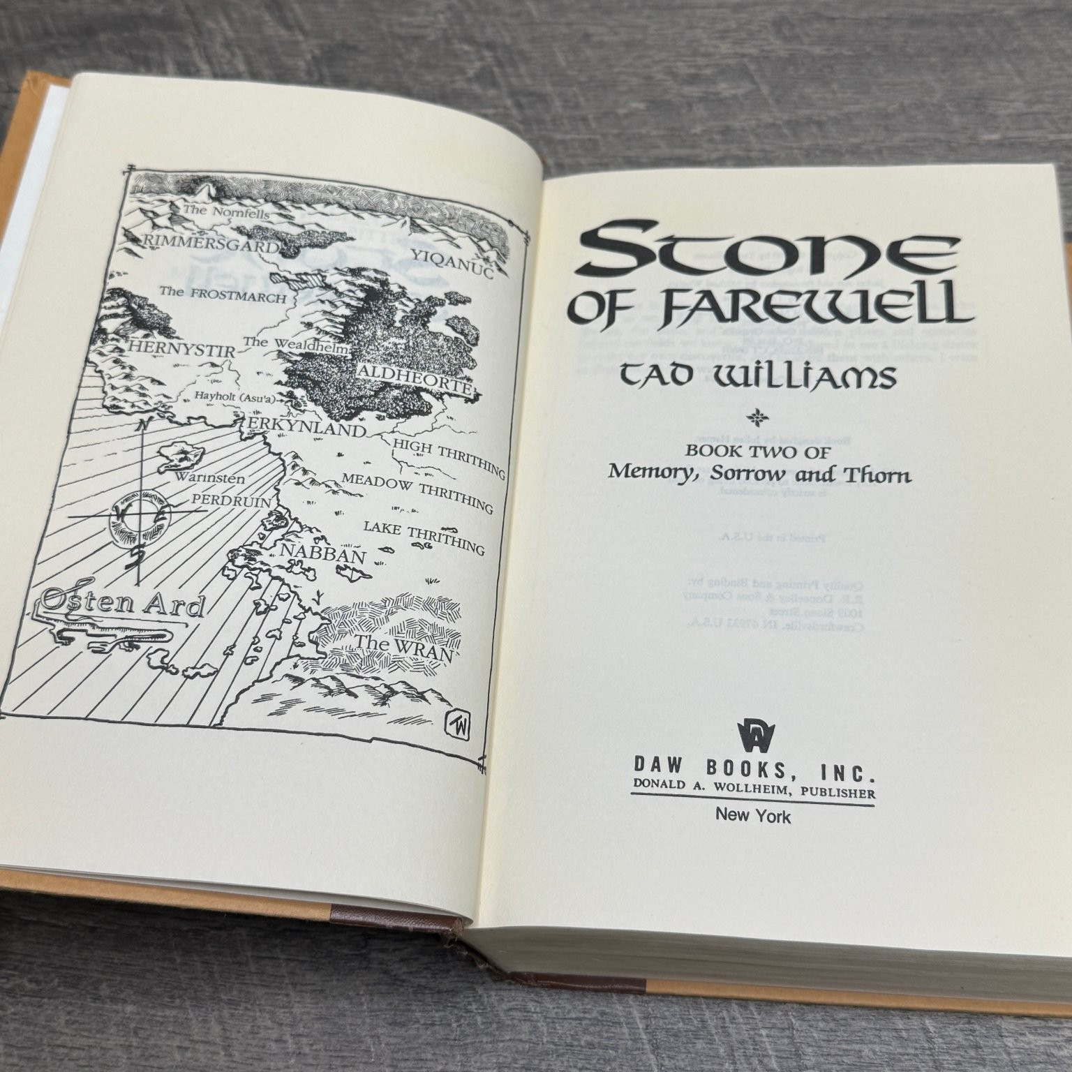 Stone of Farewell Tad Williams 1990 First Edition Fantasy DAW Books Hardcover