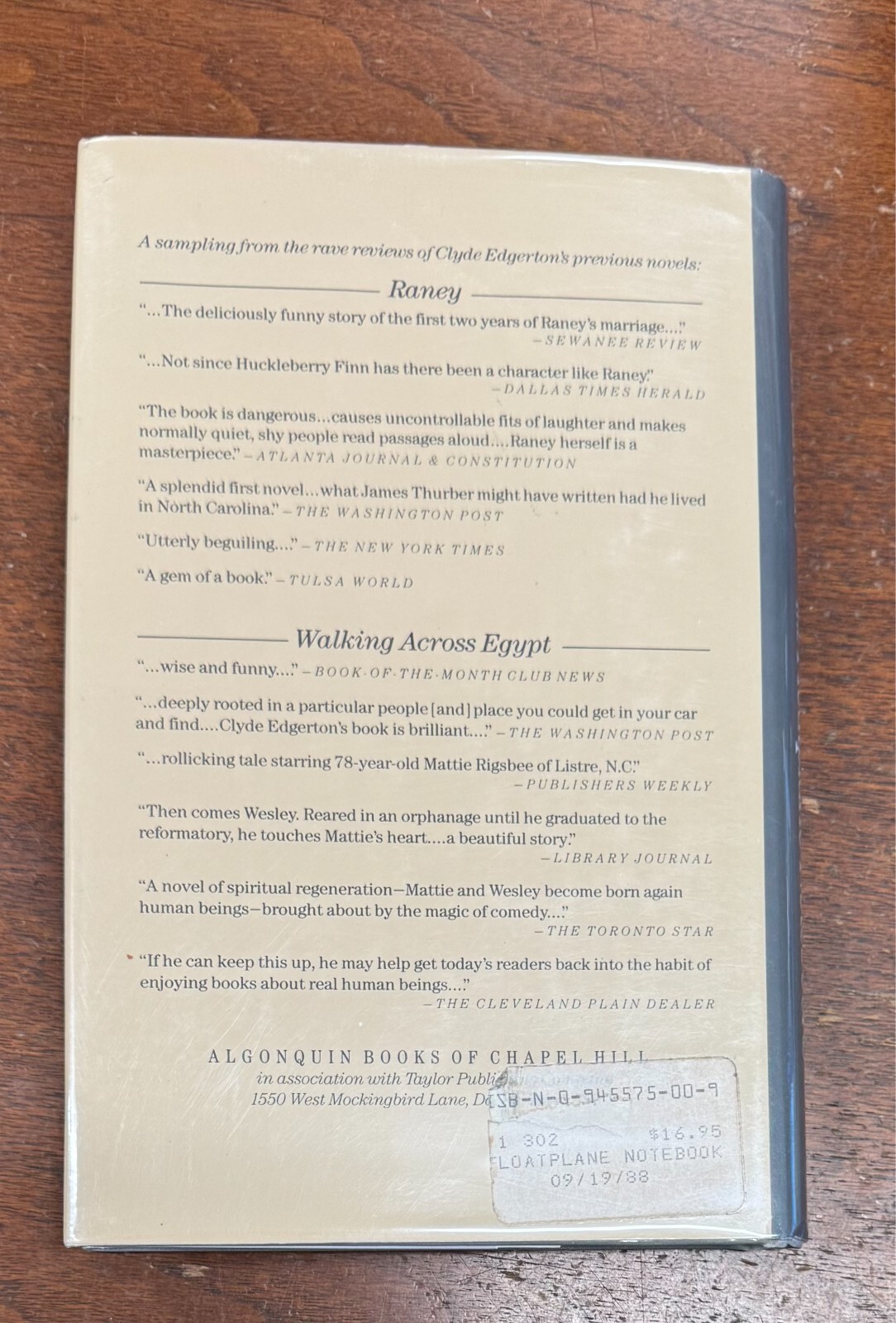 Floatplane Notebooks by Clyde Edgerton (1988, Hardcover) First Edition