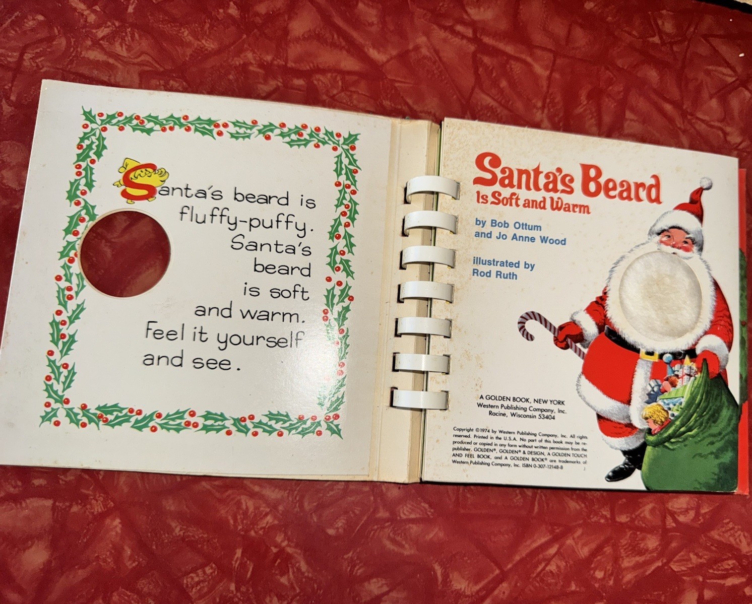 Santa’s Beard Is Soft And Warm 1974 Golden Press Touch And Feel Book Spiral