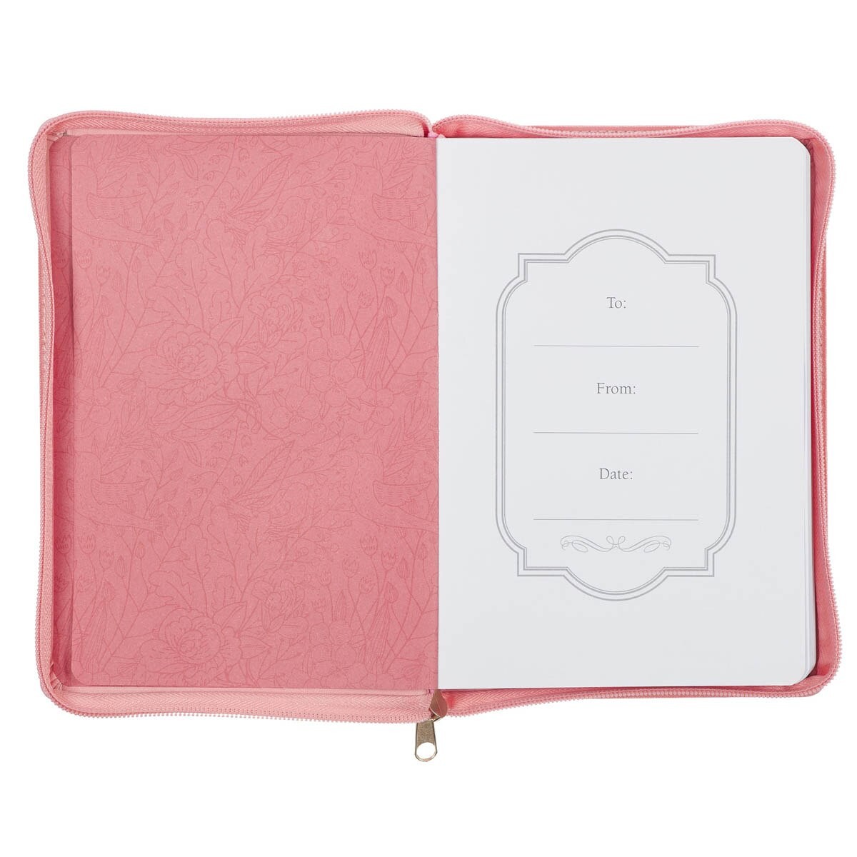 Pink Vegan Leather Zipped Journal, Inspirational Notebook Trust in the Lord