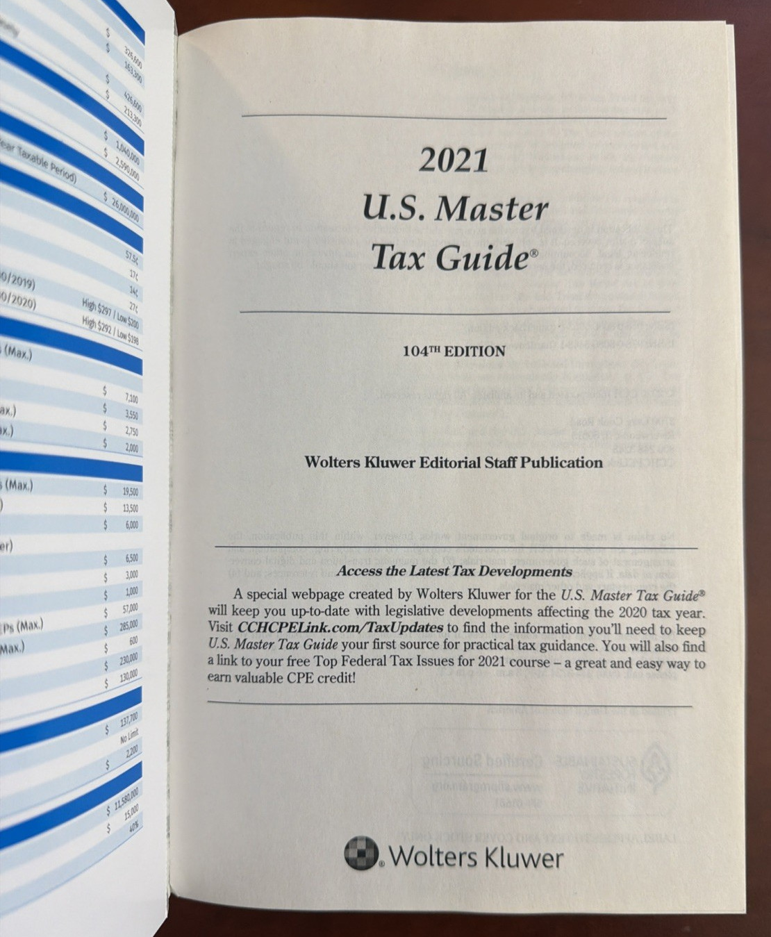 2021-2024 U.S. Master Tax Guide Lot of 4 Wolters Kluwer Tax Reference Books