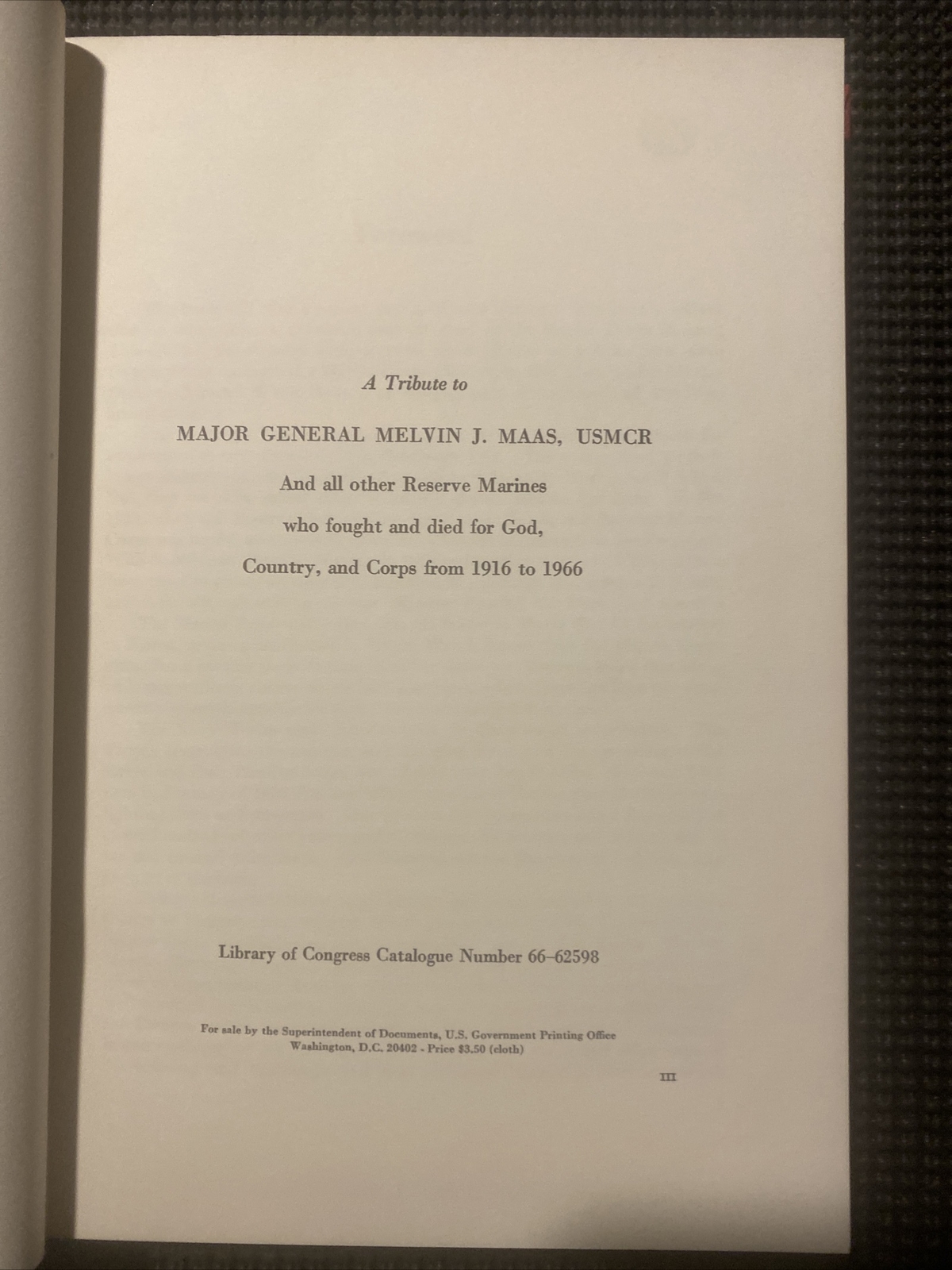 The Marine Corps Reserve A History 1916-1966 Hardcover