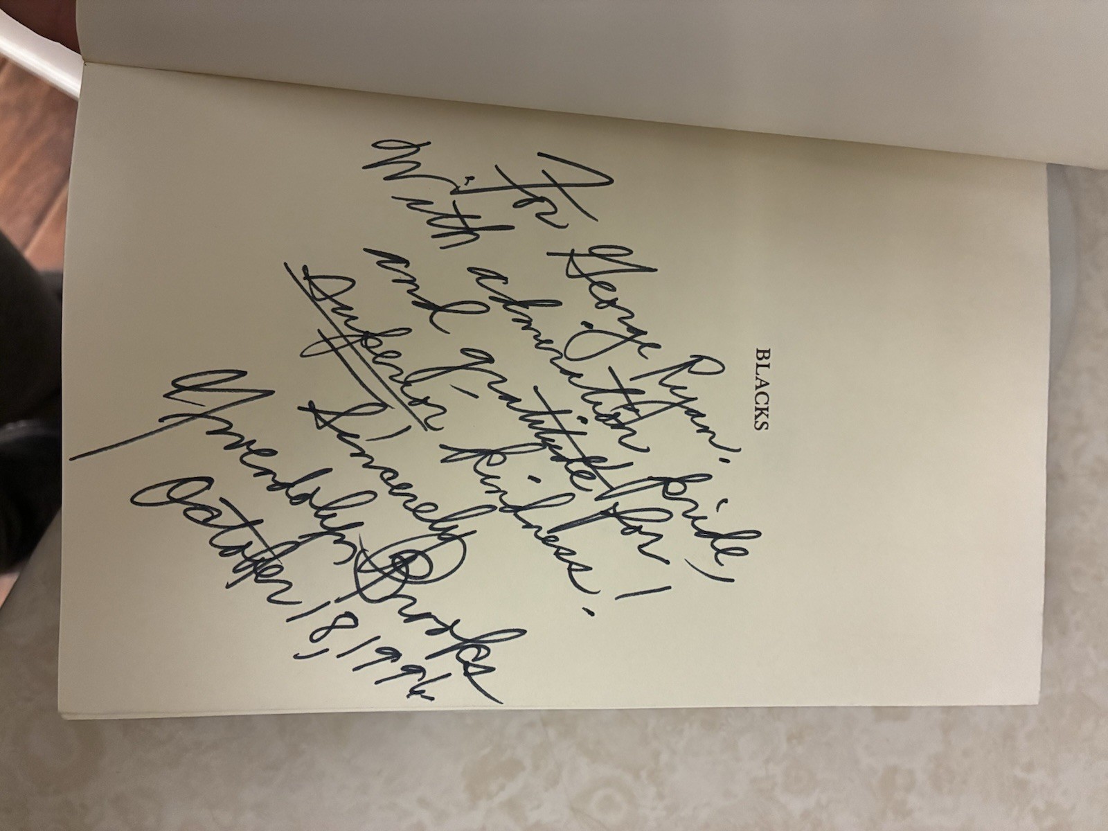 Blacks by Gwendolyn Brooks Historic Signed and Inscribed to IL Gov George Ryan