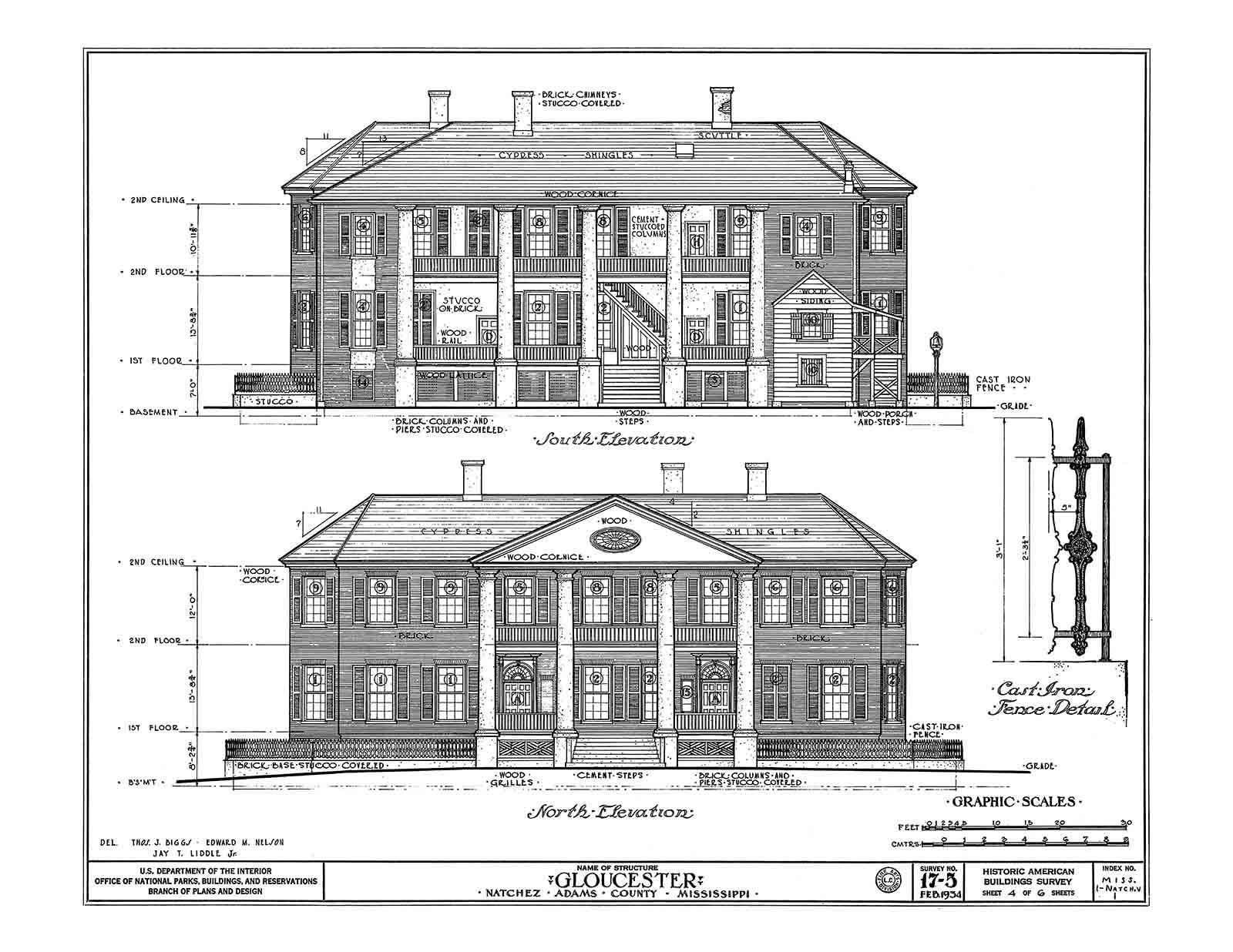 Historic House Plan Drawings of Natchez, Mississippi