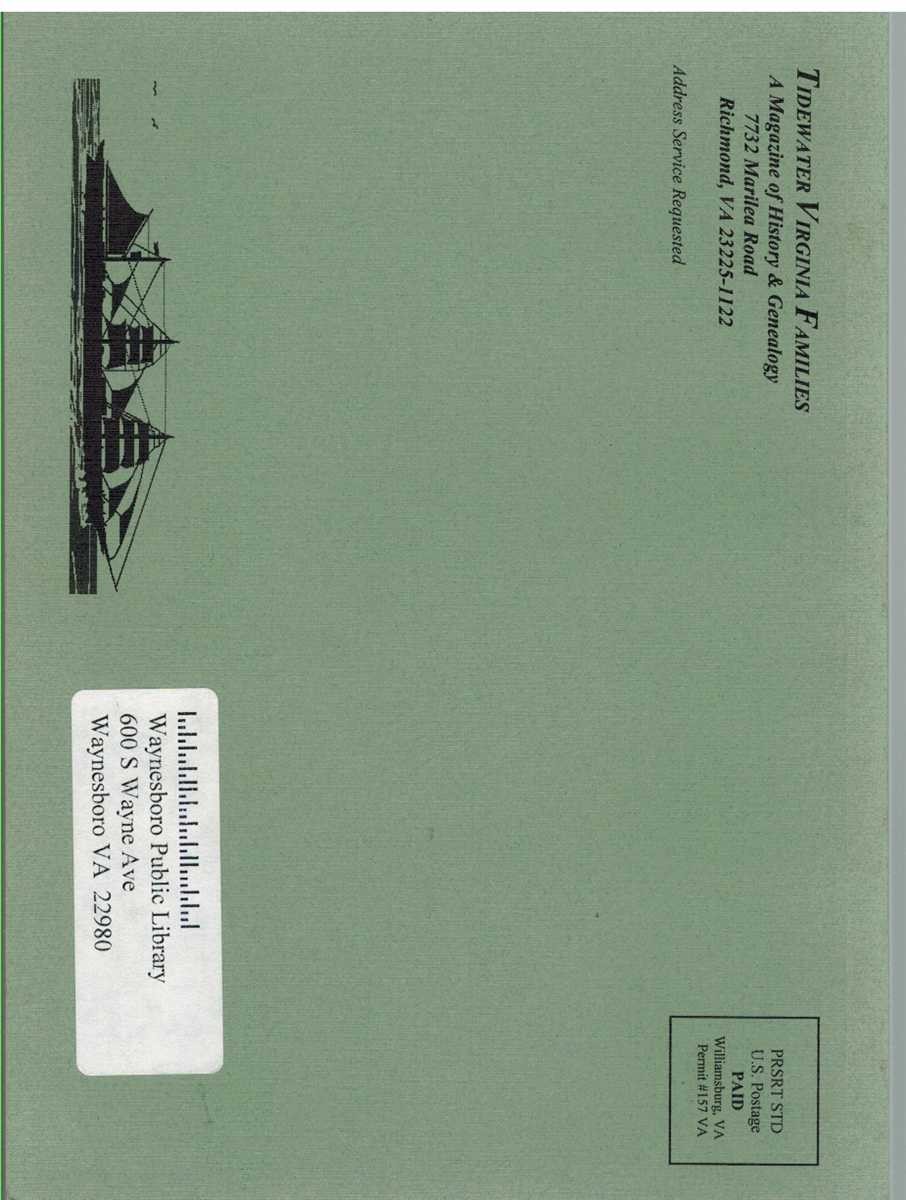 TIDEWATER VIRGINIA FAMILIES A Magazine of History and Genealogy, Volume 12,