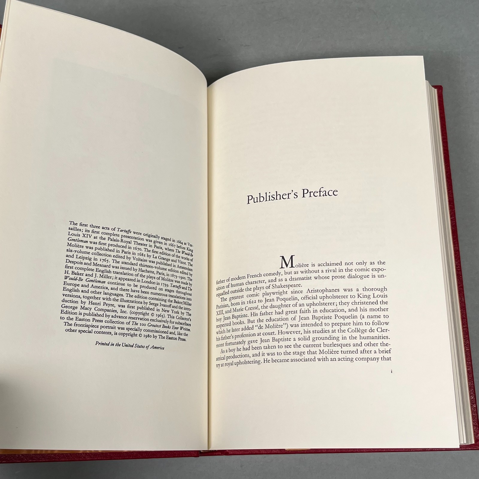 THE EASTON PRESS: TWO PLAYS BY MOLIÈRE (Leather Bound Collector’s Edition) VGC