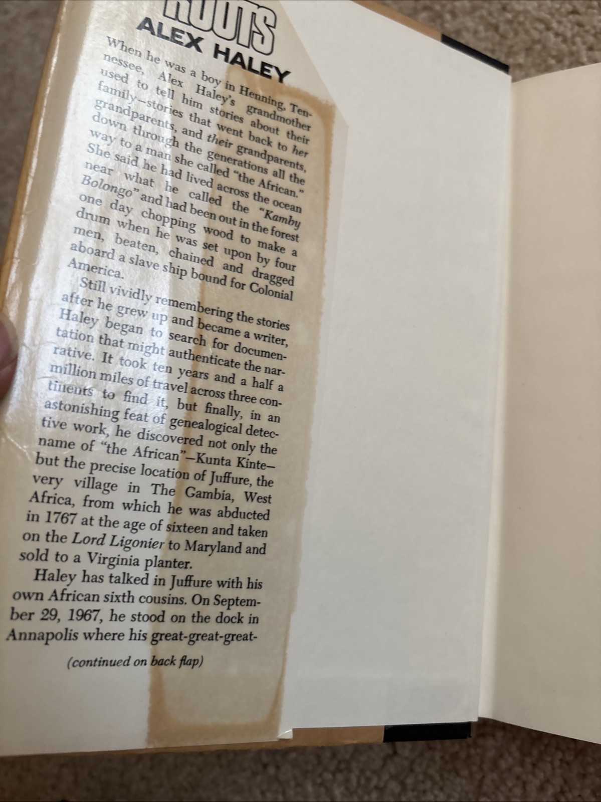 Alex Haley–ROOTS: SAGA OF AN AMERICAN FAMILY 1st ed 1st ptg HCDJ 1976
