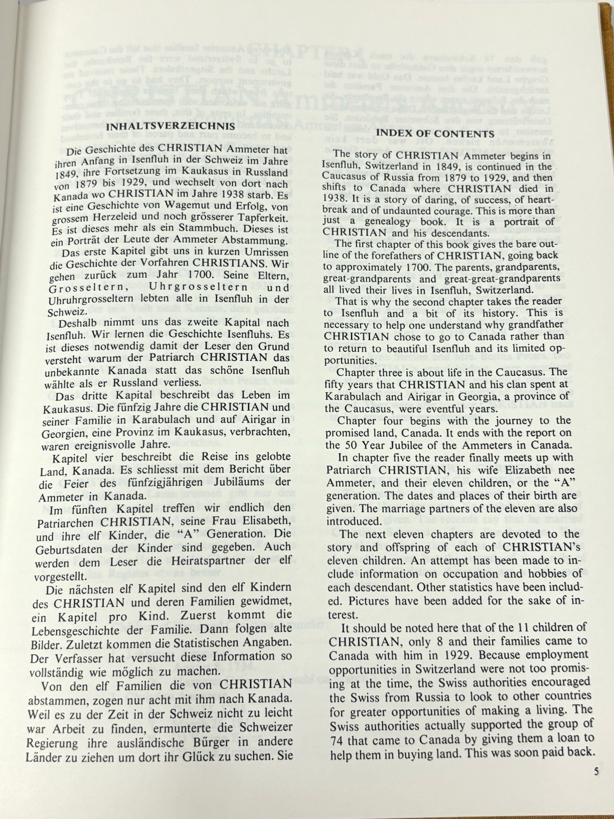 History and Genealogy of Christian Ammeter 1849-1938 by P.J. Peters Canada 1982