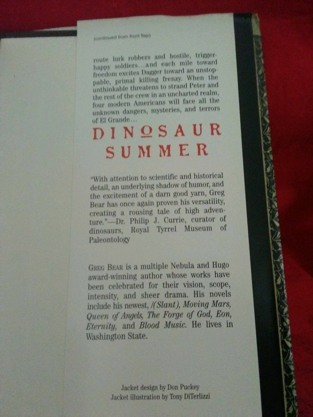 Dinosaur Summer – A Novel: Greg Bear-1998 SF/Fantasy Novel BCE HCDJ