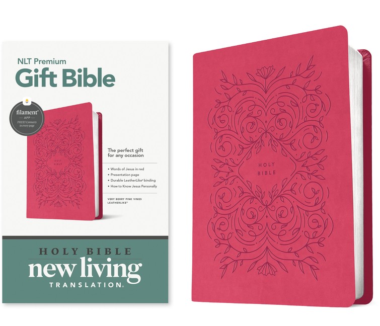 Premium Gift Bible Nlt, Filament Enabled (Leatherlike, Very Berry Pink Vine…