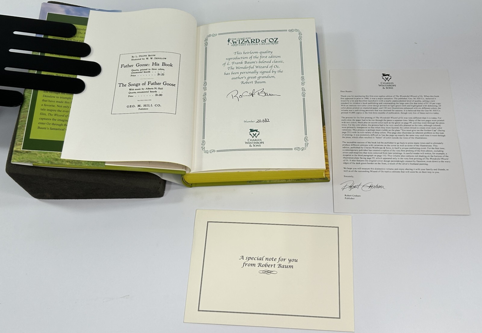 The Wonderful Wizard of Oz by L. Frank Baum, Facsimile, Signed by Robert Baum