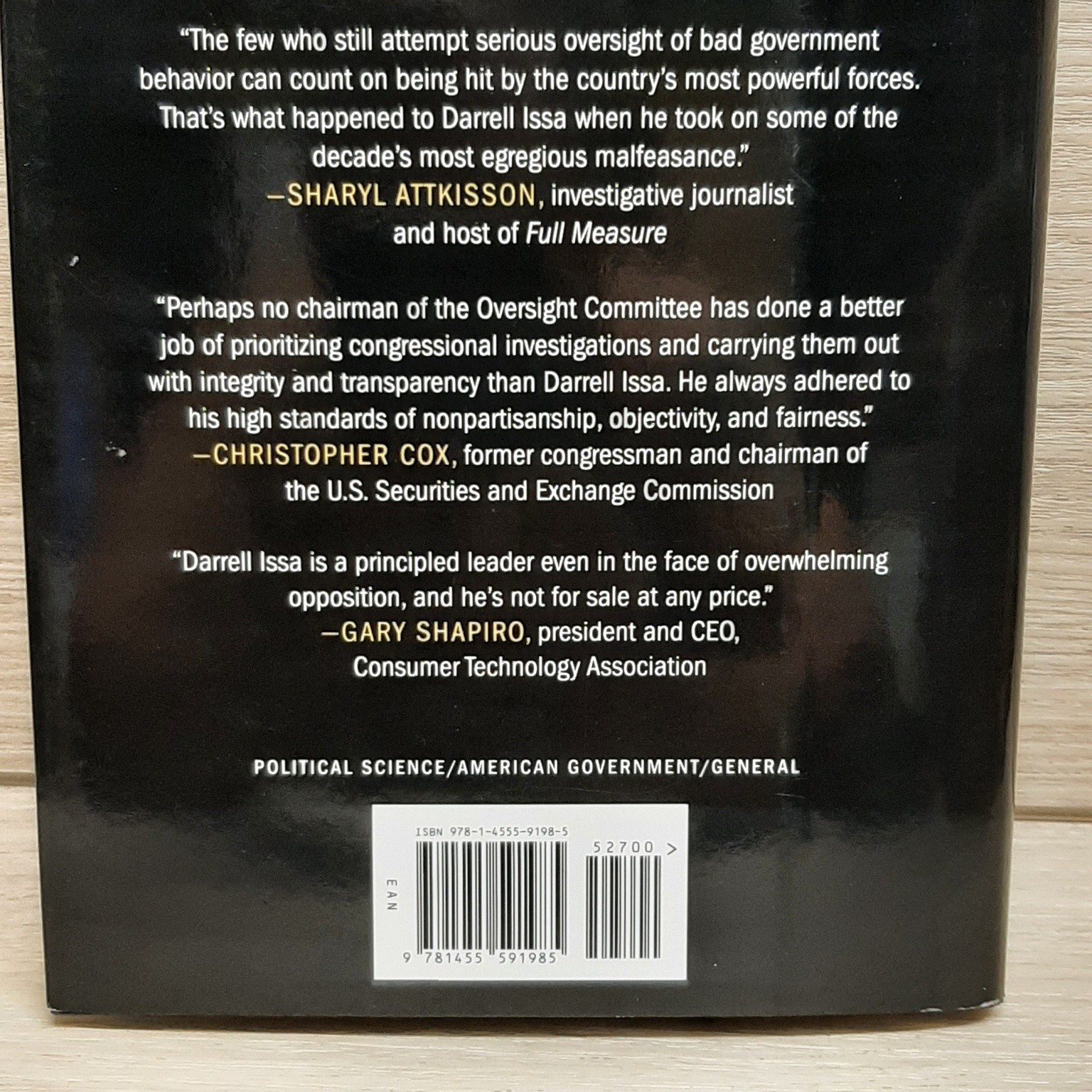 Watchdog Darrell Issa 2016 First Edition Signed Political Science Center Street