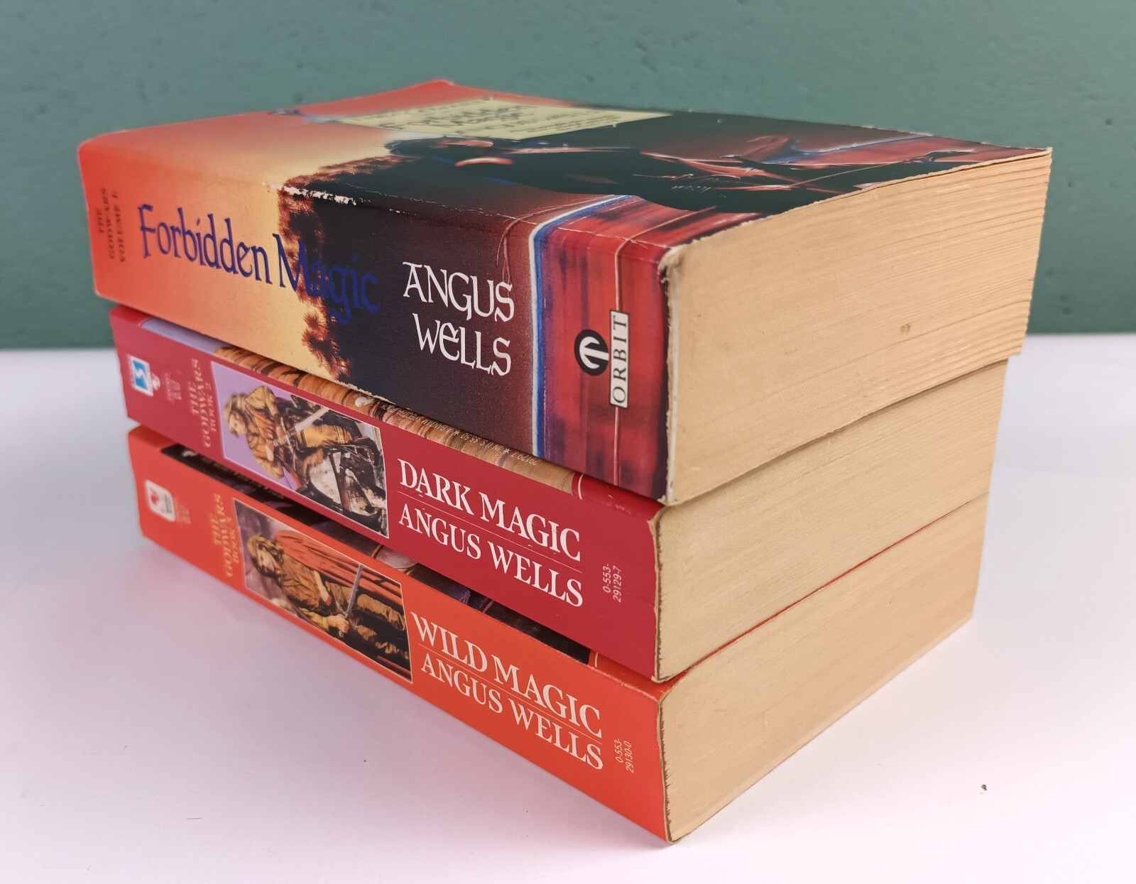 3 ANGUS WELLS THE GODWARS BOOK BUNDLE. FORBIDDEN DARK WILD MAGIC. VGOOD